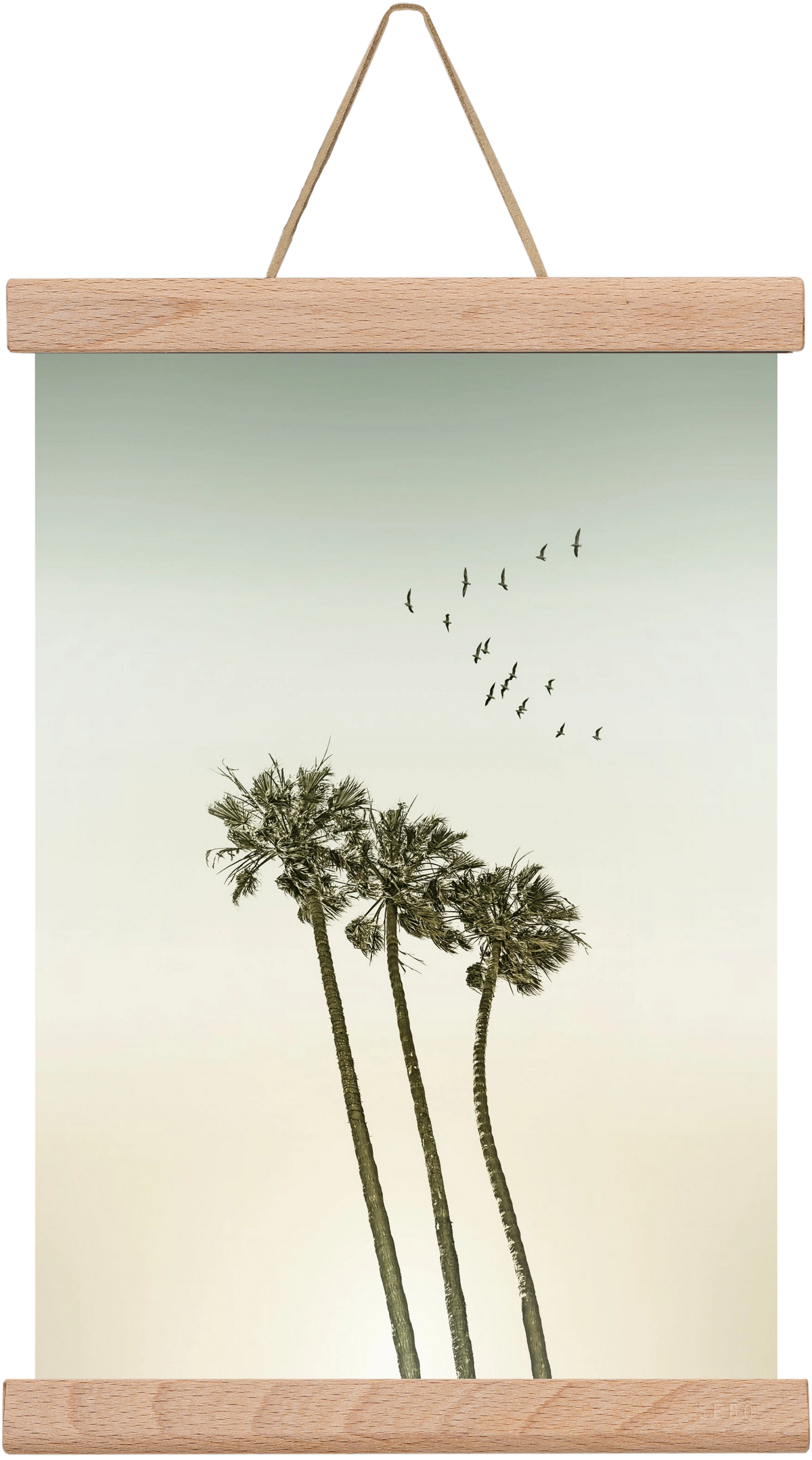 Vintage palm trees at sunset, 20x30 cm (20x30 cm), Tölgy akasztó