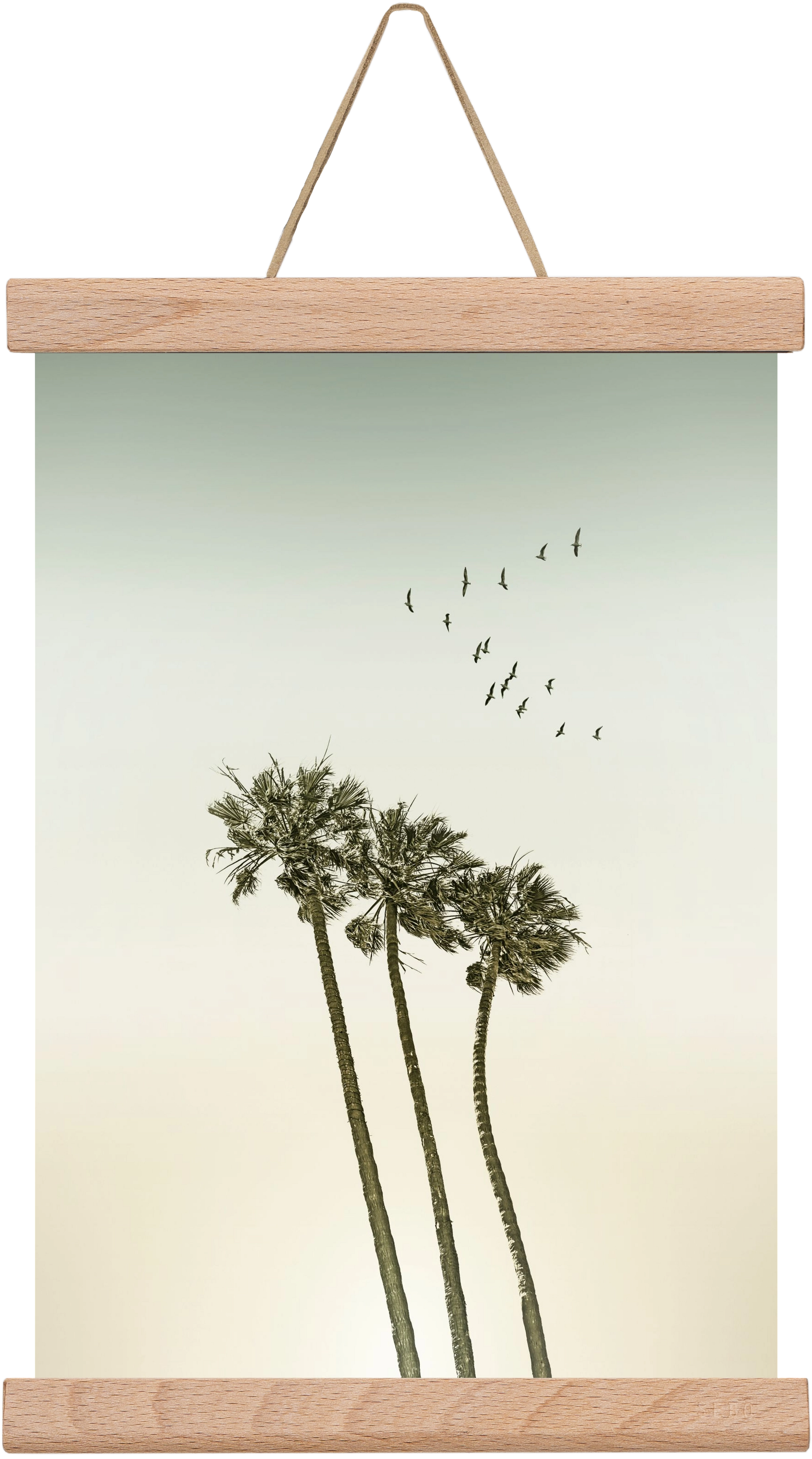 Vintage palm trees at sunset, 20x30 cm (20x30 cm), Tölgy akasztó