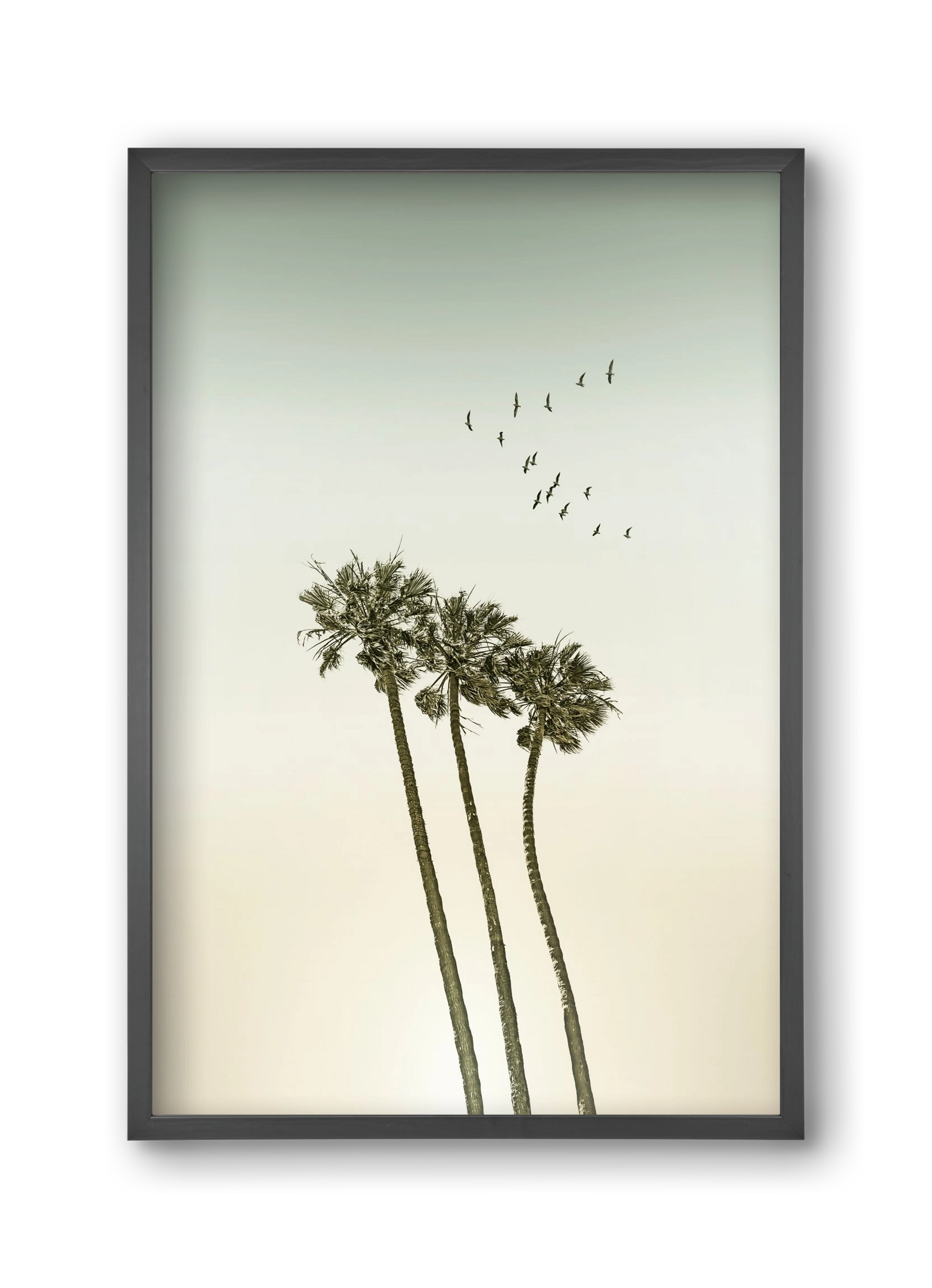 Vintage palm trees at sunset, 30x45 cm (30x45 cm), Fekete keret