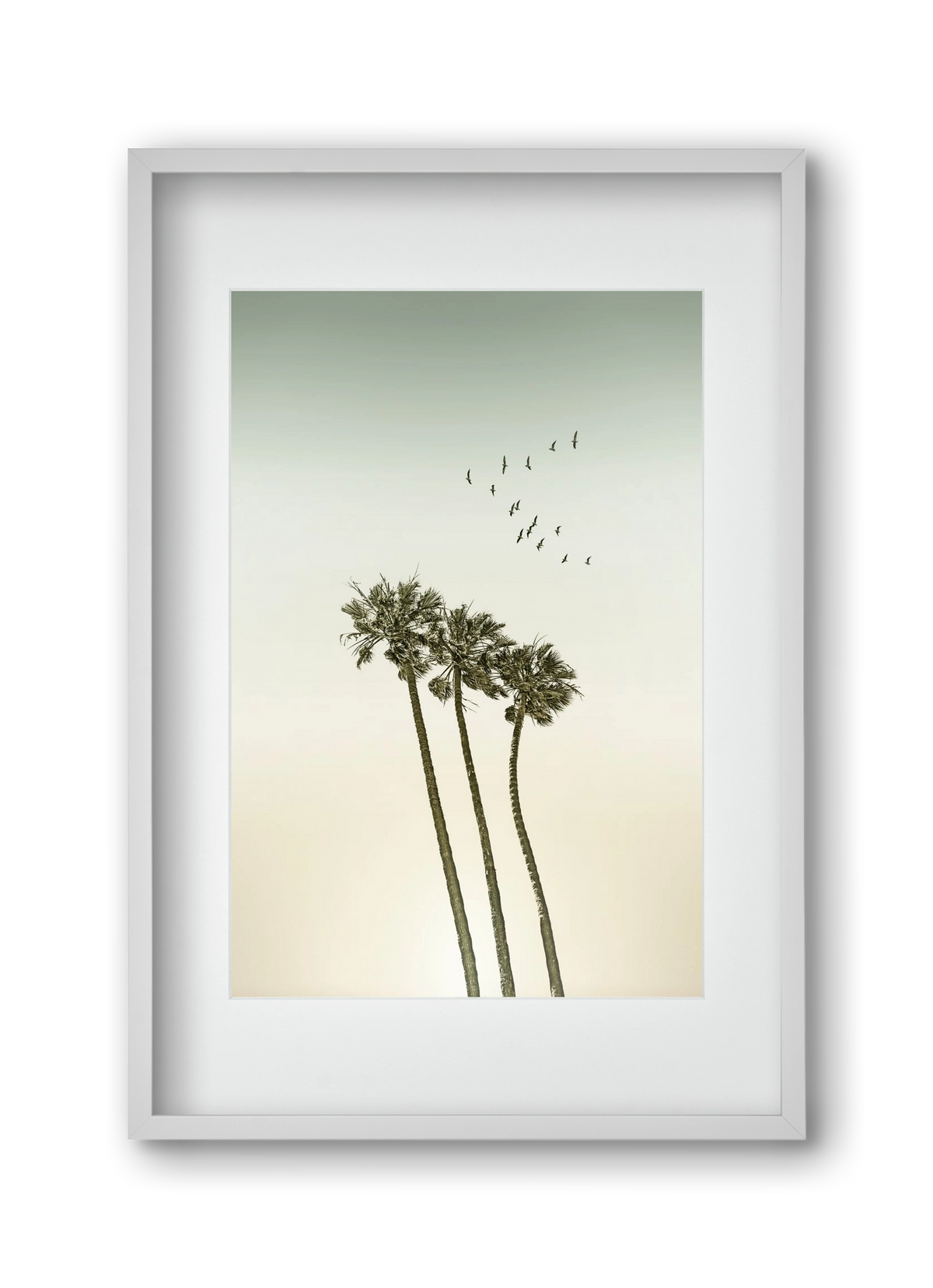 Vintage palm trees at sunset, 30x45 cm (20x30 cm), Fehér keret, paszpartuval