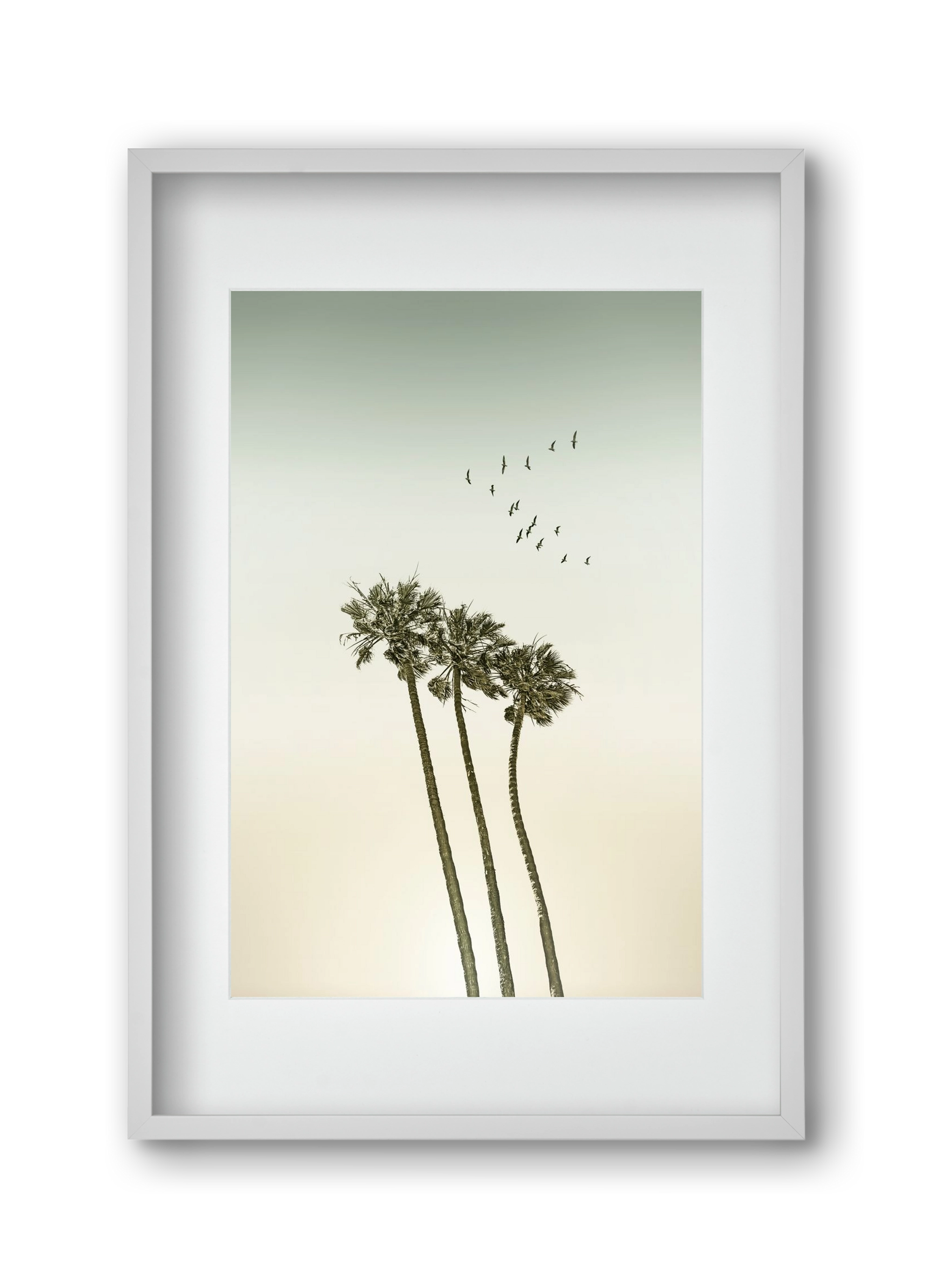 Vintage palm trees at sunset, 30x45 cm (20x30 cm), Fehér keret, paszpartuval