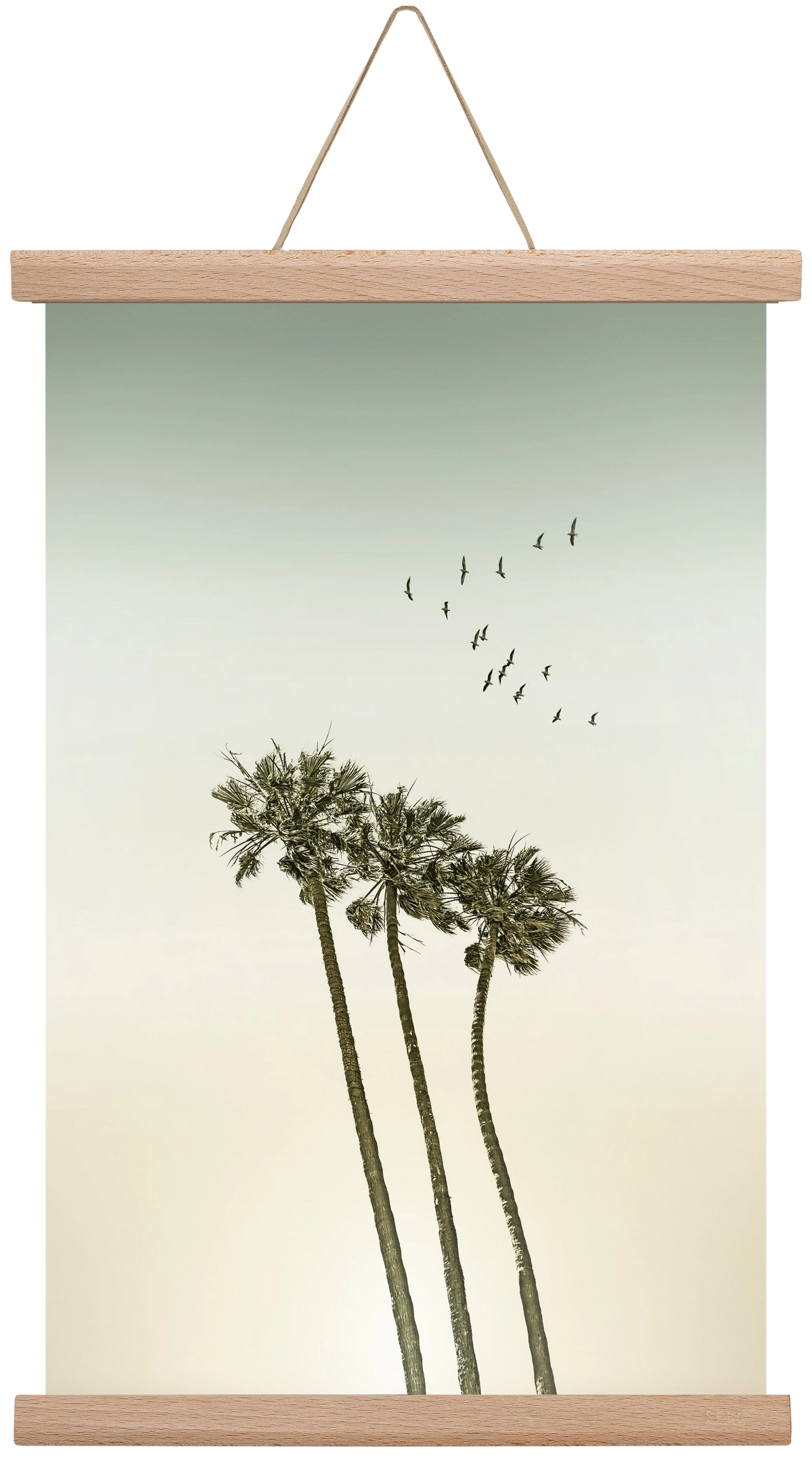 Vintage palm trees at sunset, 30x45 cm (30x45 cm), Tölgy akasztó