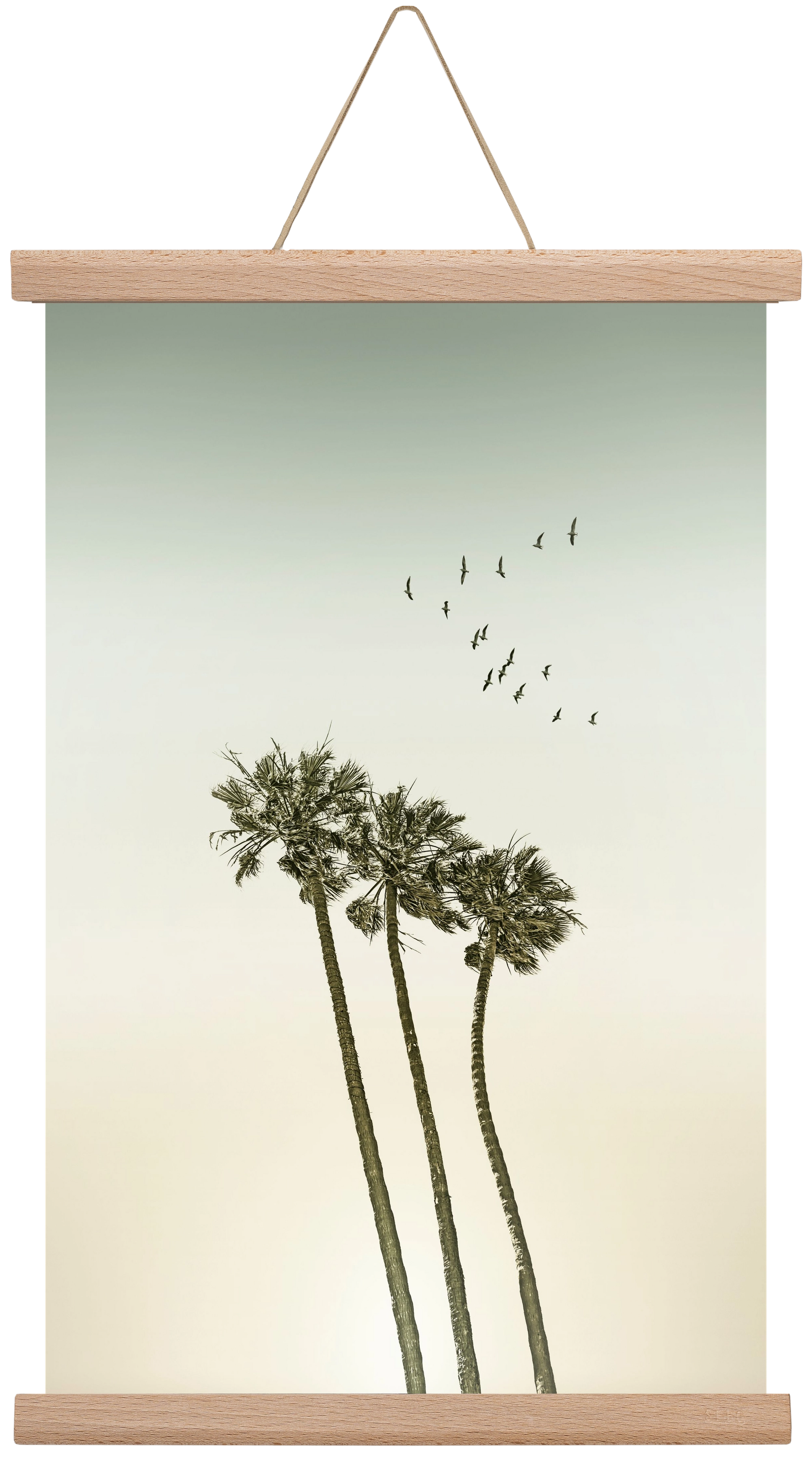 Vintage palm trees at sunset, 30x45 cm (30x45 cm), Tölgy akasztó