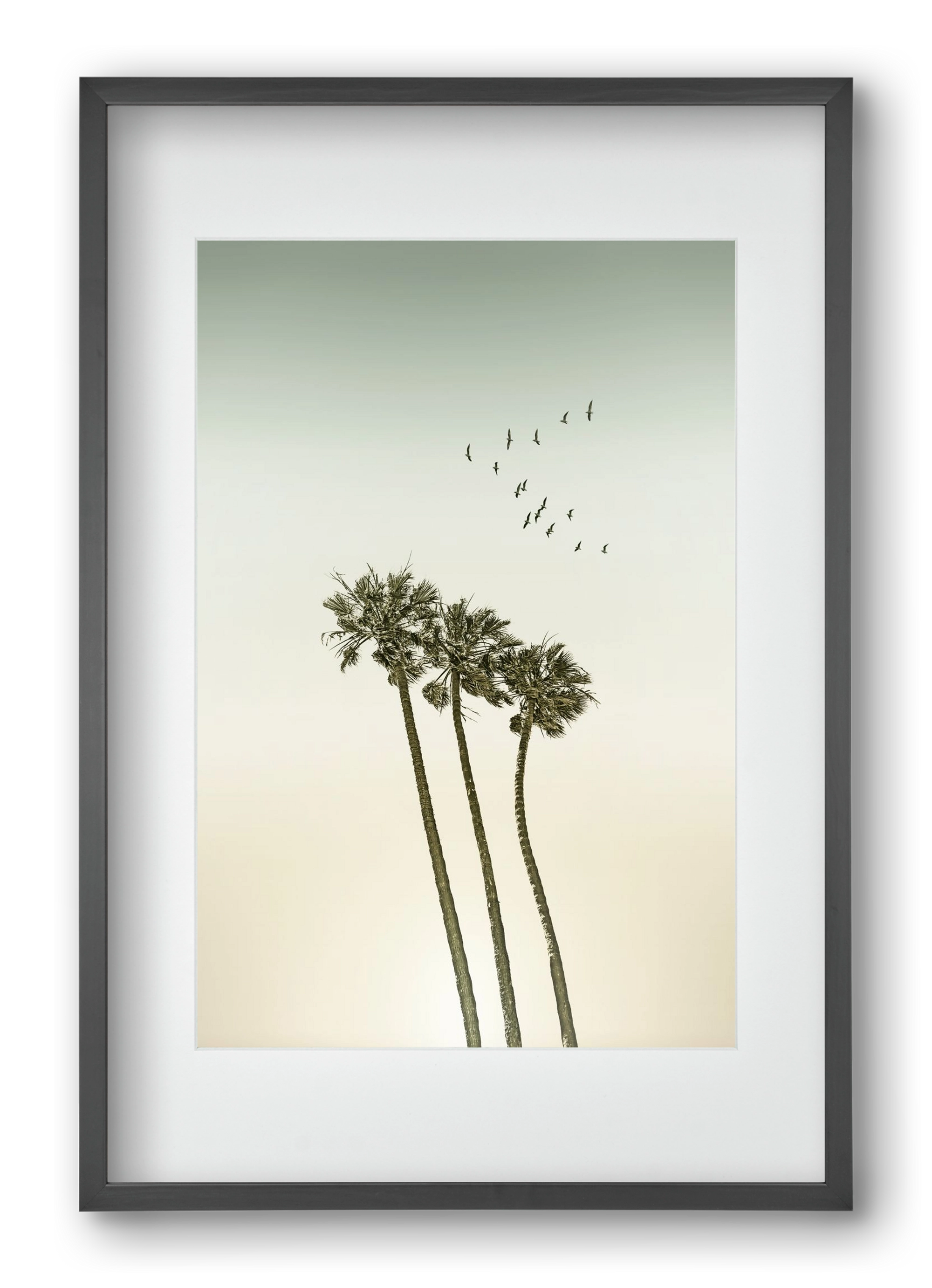 Vintage palm trees at sunset, 40x60 cm (30x45 cm), Fekete keret, paszpartuval
