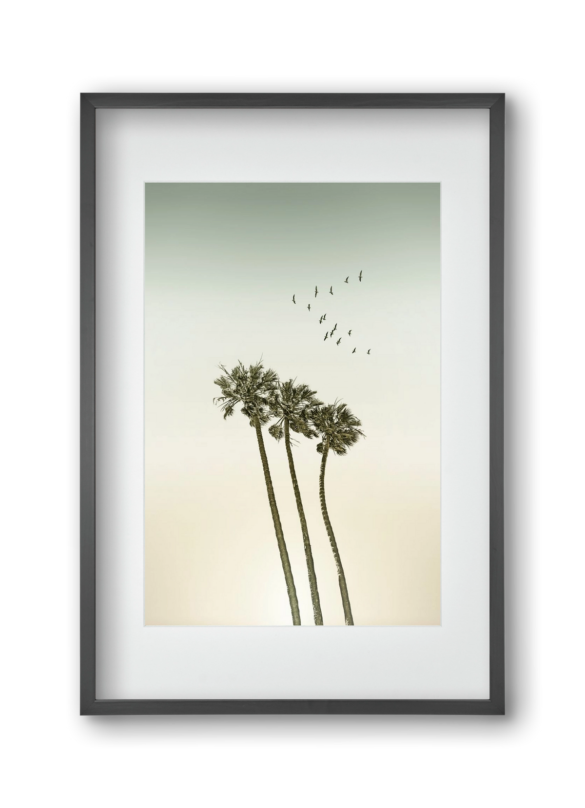 Vintage palm trees at sunset, 30x45 cm (20x30 cm), Fekete keret, paszpartuval