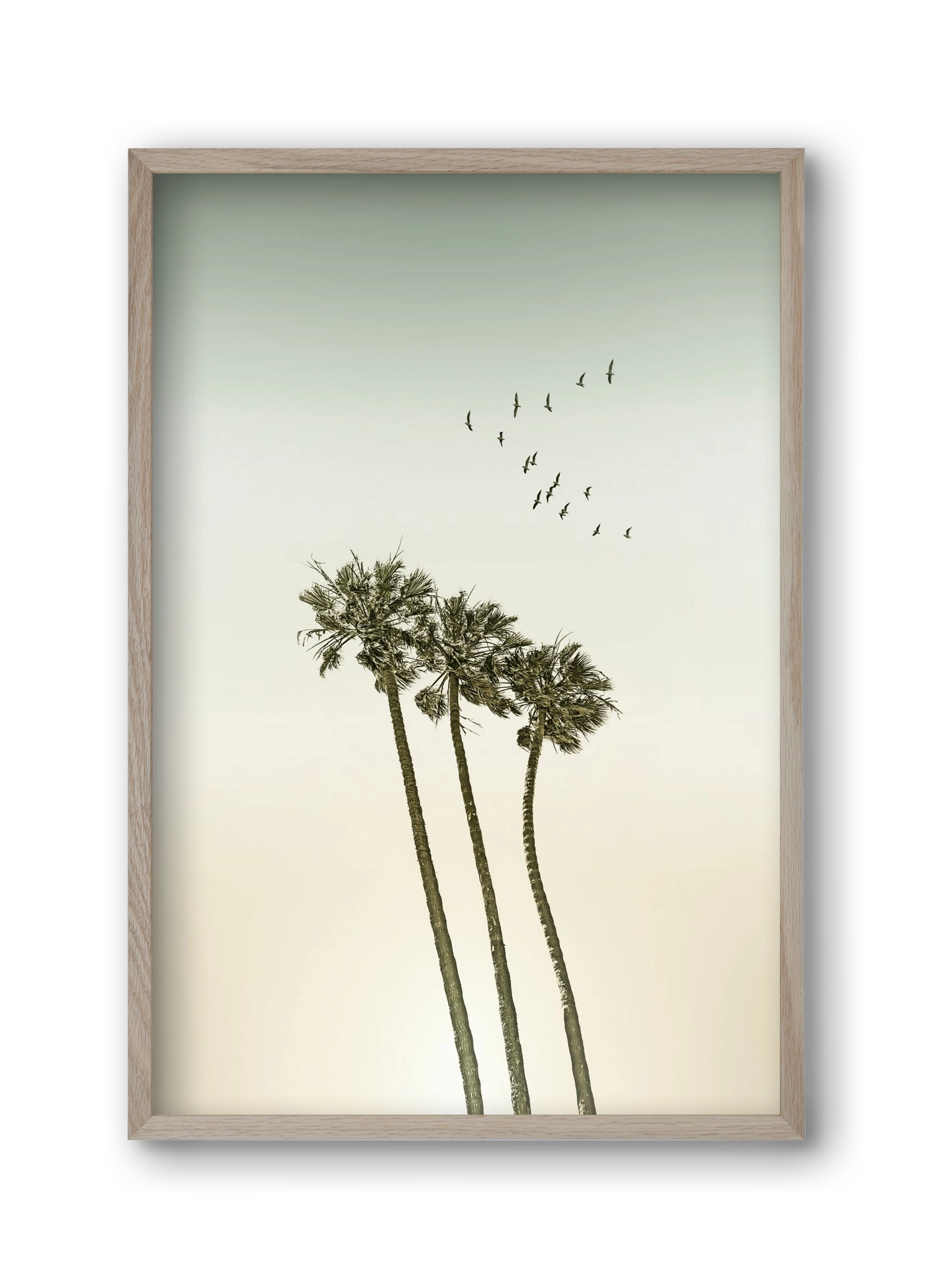 Vintage palm trees at sunset, 30x45 cm (30x45 cm), Tölgy keret