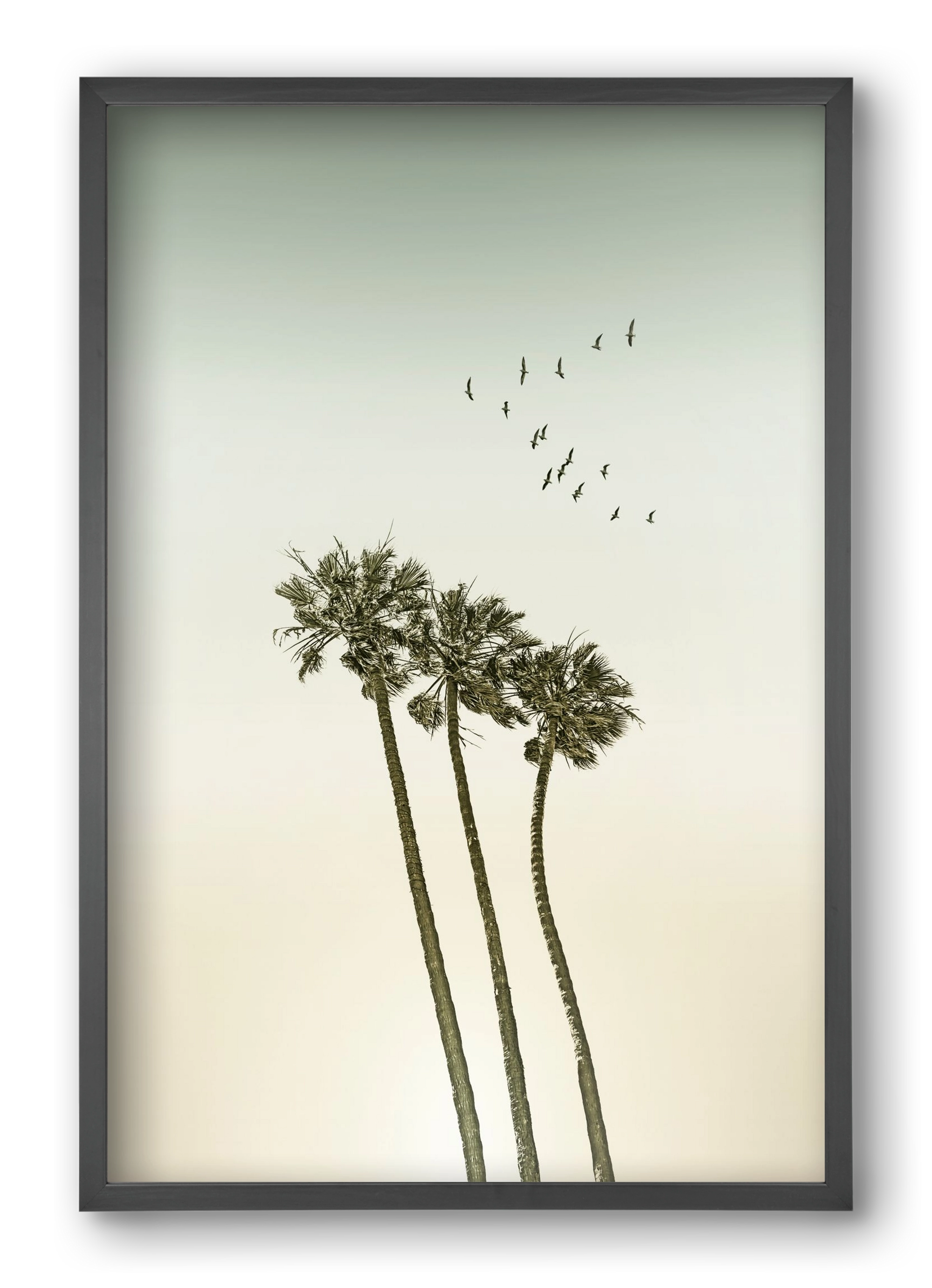 Vintage palm trees at sunset, 40x60 cm (40x60 cm), Fekete keret