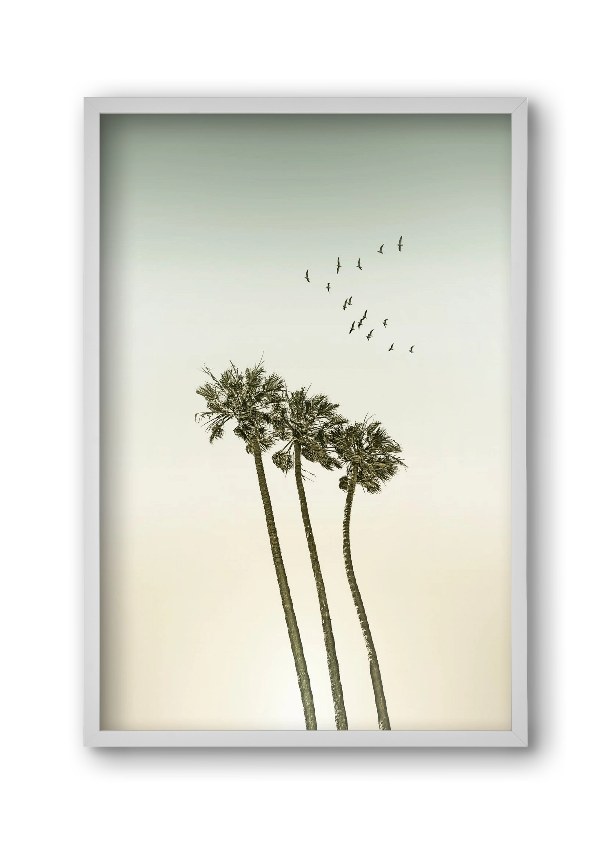 Vintage palm trees at sunset, 30x45 cm (30x45 cm), Fehér keret