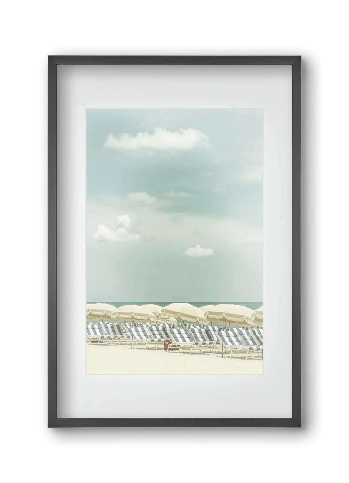 Vintage beach scene , 30x45 cm (20x30 cm), Fekete keret, paszpartuval