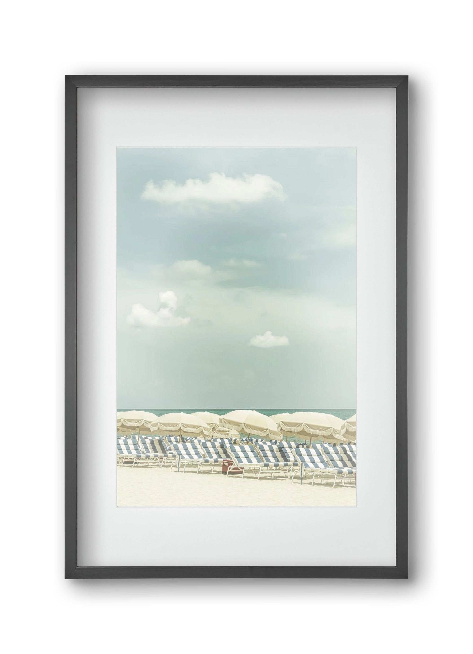 Vintage beach scene , 30x45 cm (20x30 cm), Fekete keret, paszpartuval