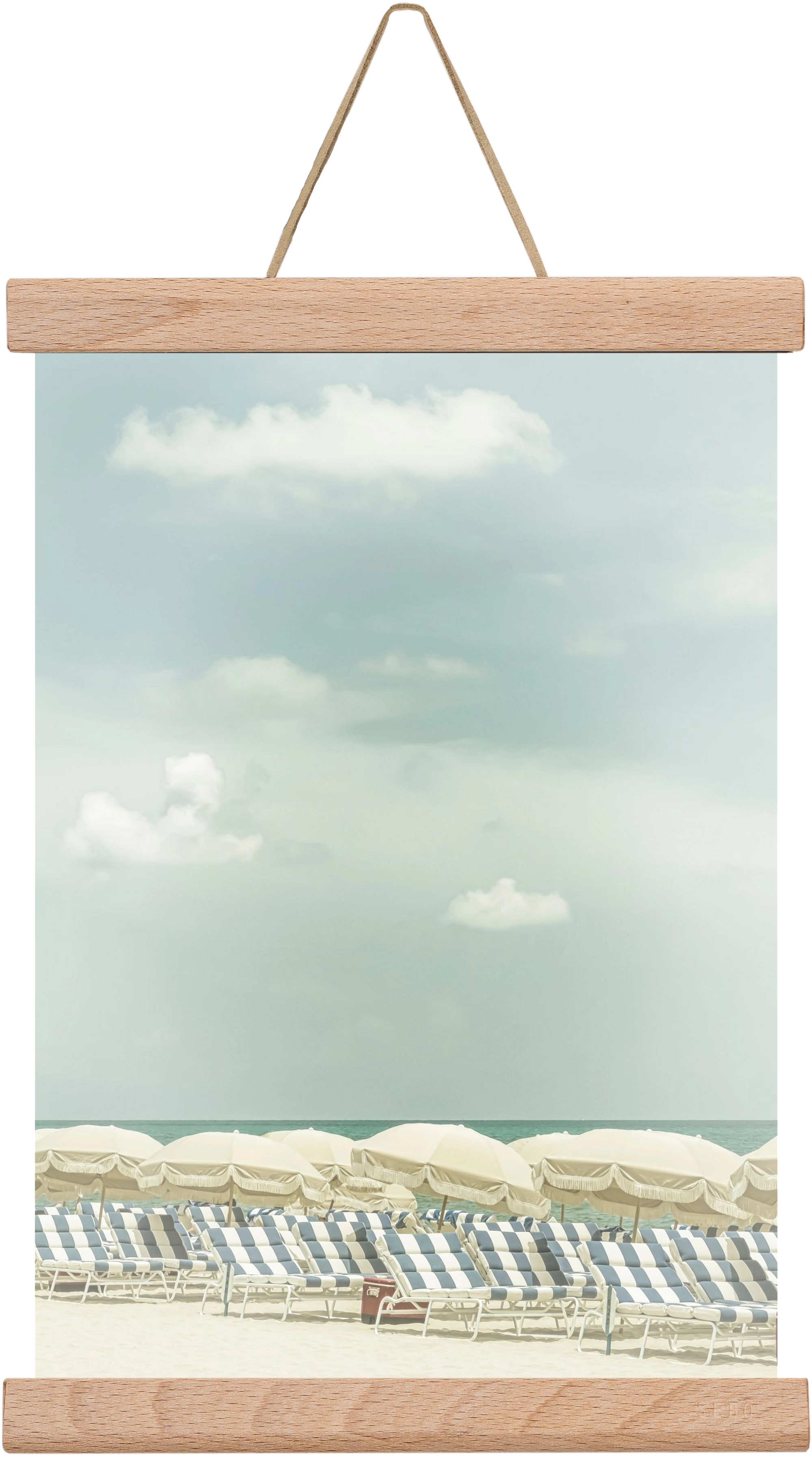 Vintage beach scene , 20x30 cm (20x30 cm), Tölgy akasztó