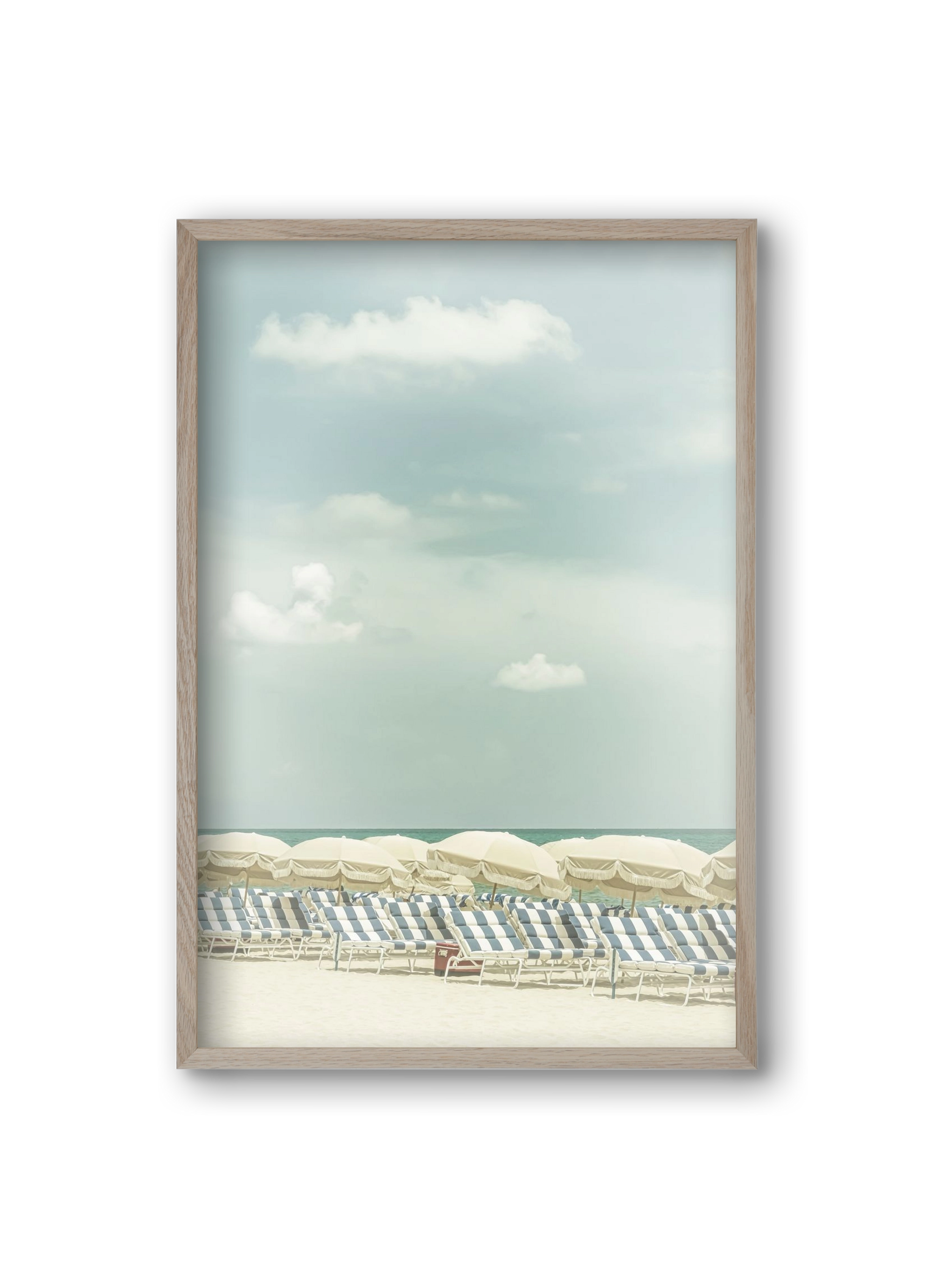 Vintage beach scene , 20x30 cm (20x30 cm), Tölgy keret