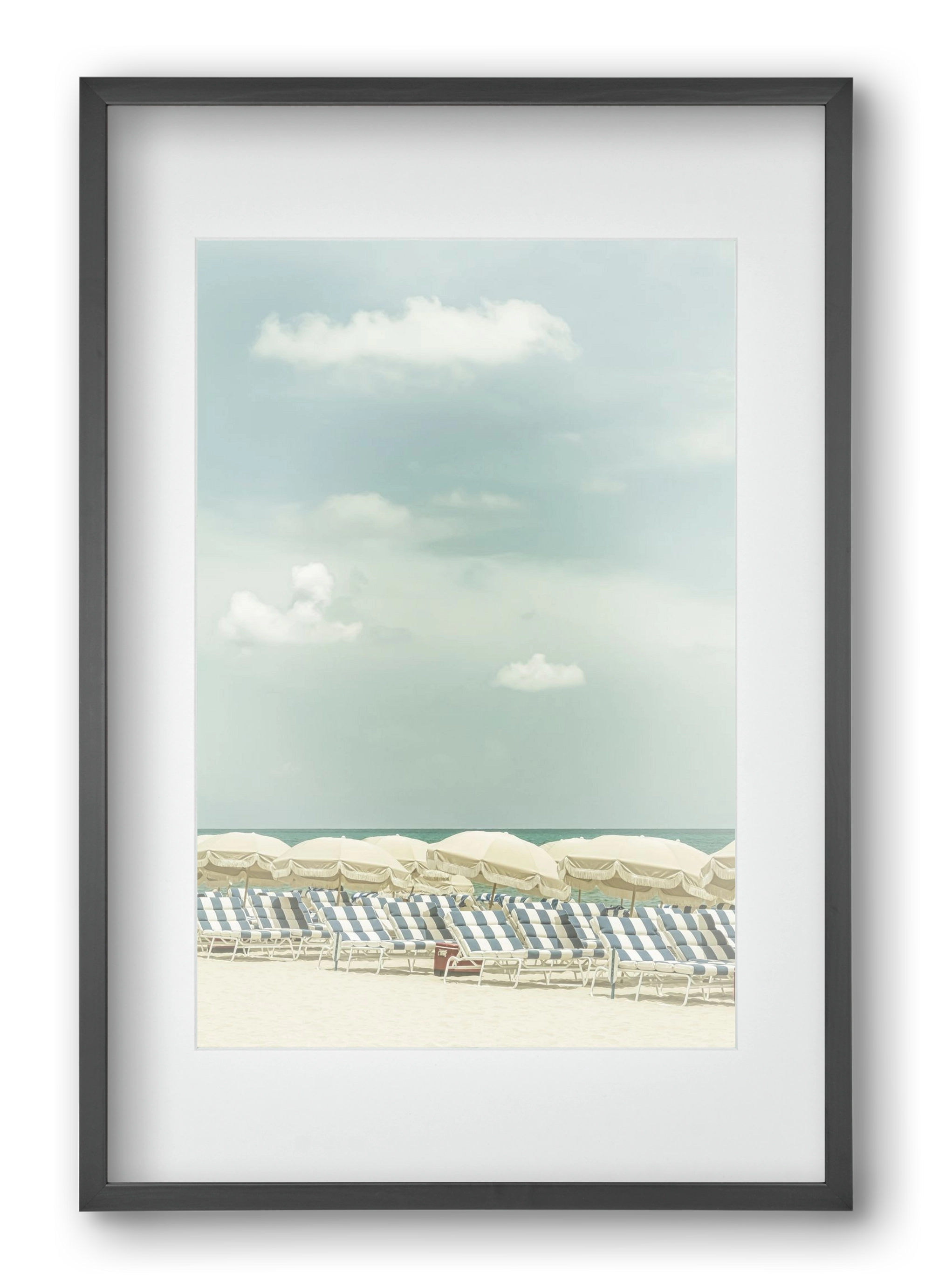 Vintage beach scene , 40x60 cm (30x45 cm), Fekete keret, paszpartuval