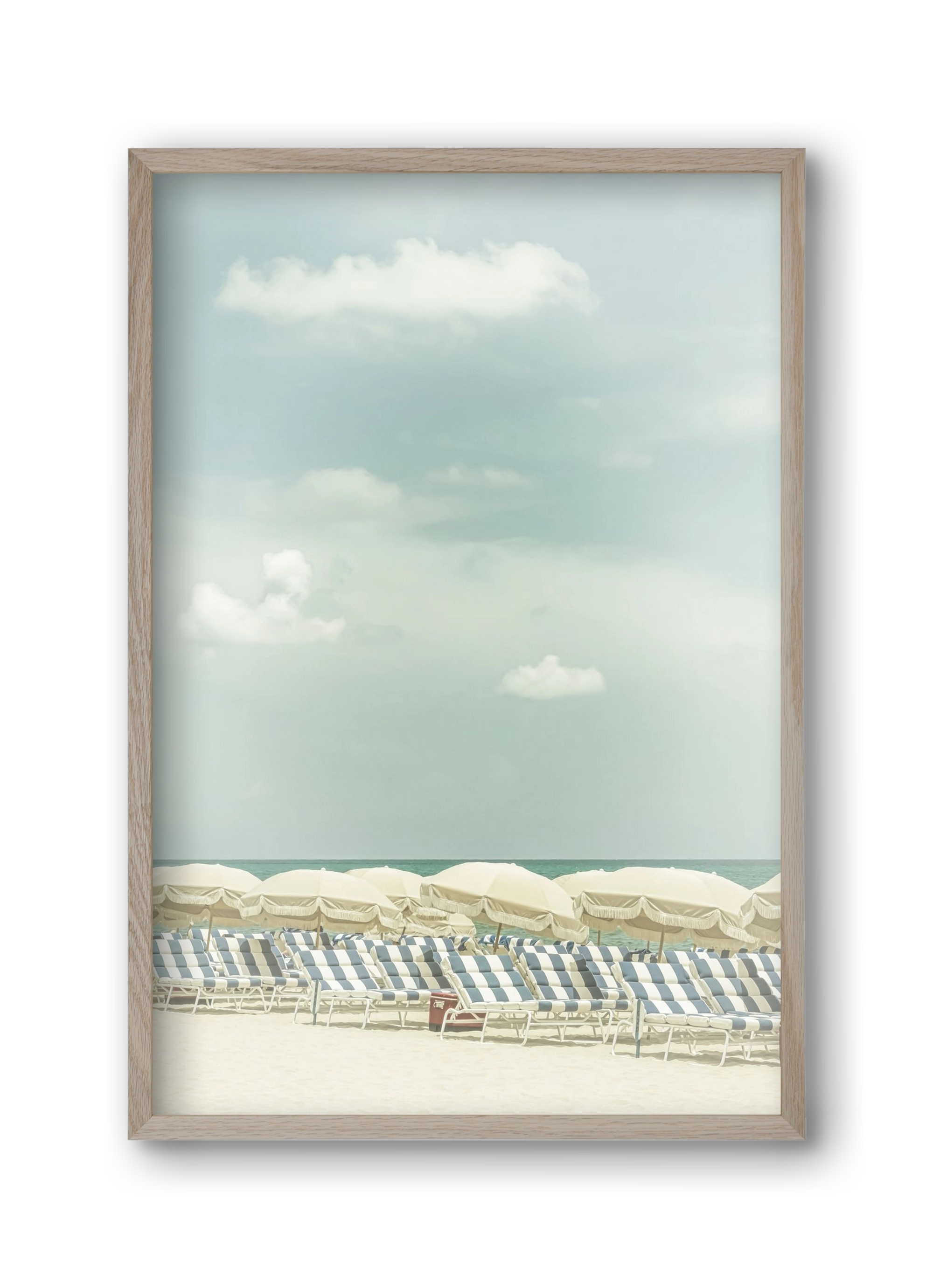 Vintage beach scene , 30x45 cm (30x45 cm), Tölgy keret