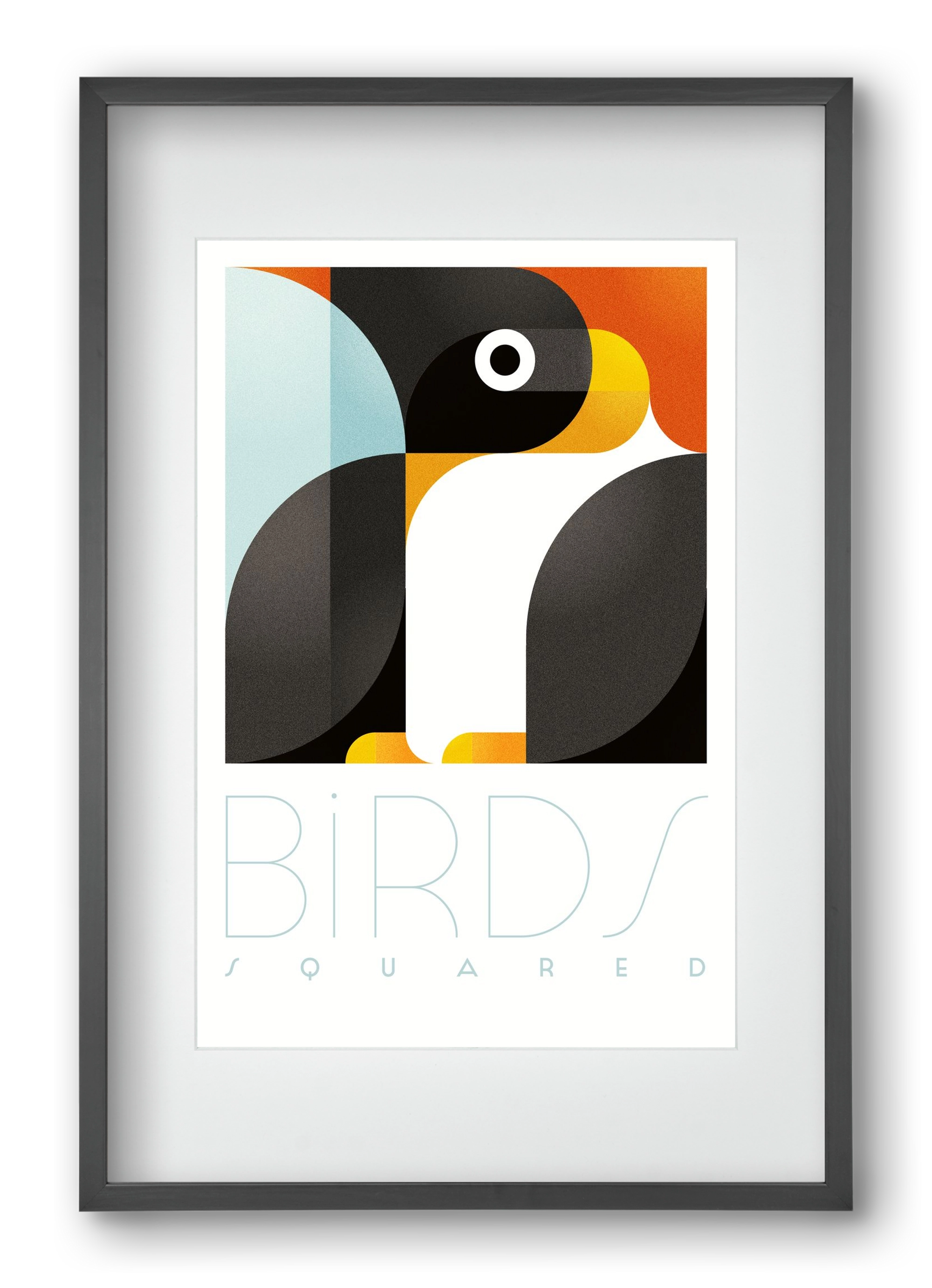 Pingouin, 40x60 cm (30x45 cm), Fekete keret, paszpartuval