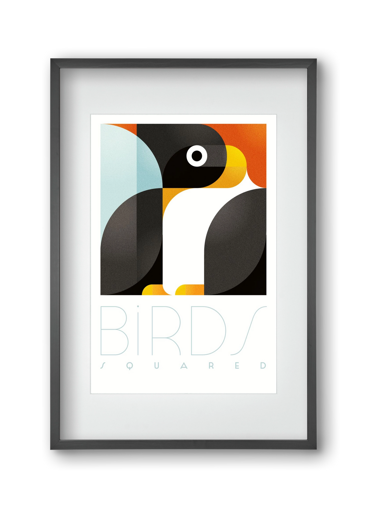 Pingouin, 30x45 cm (20x30 cm), Fekete keret, paszpartuval