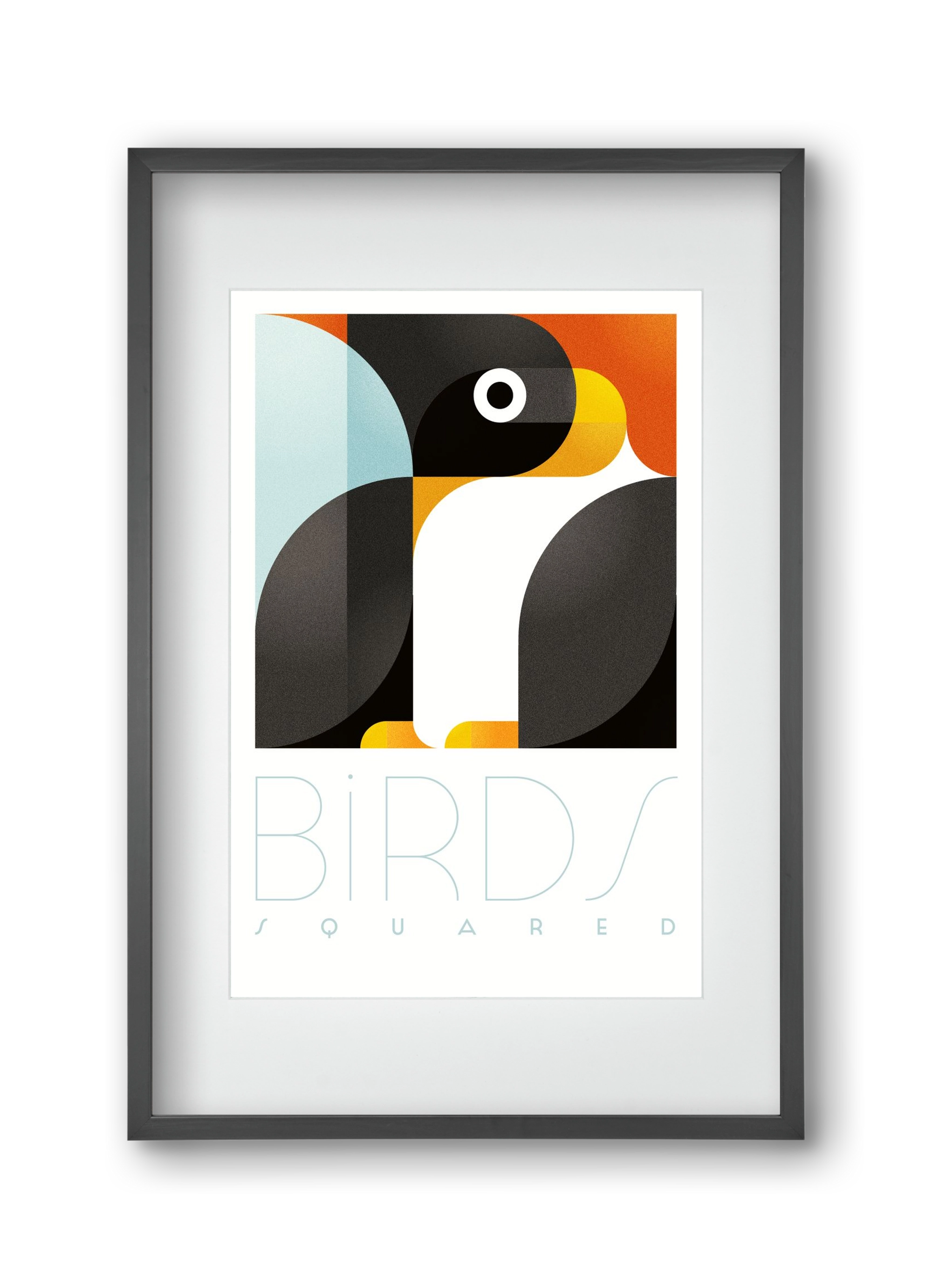 Pingouin, 30x45 cm (20x30 cm), Fekete keret, paszpartuval