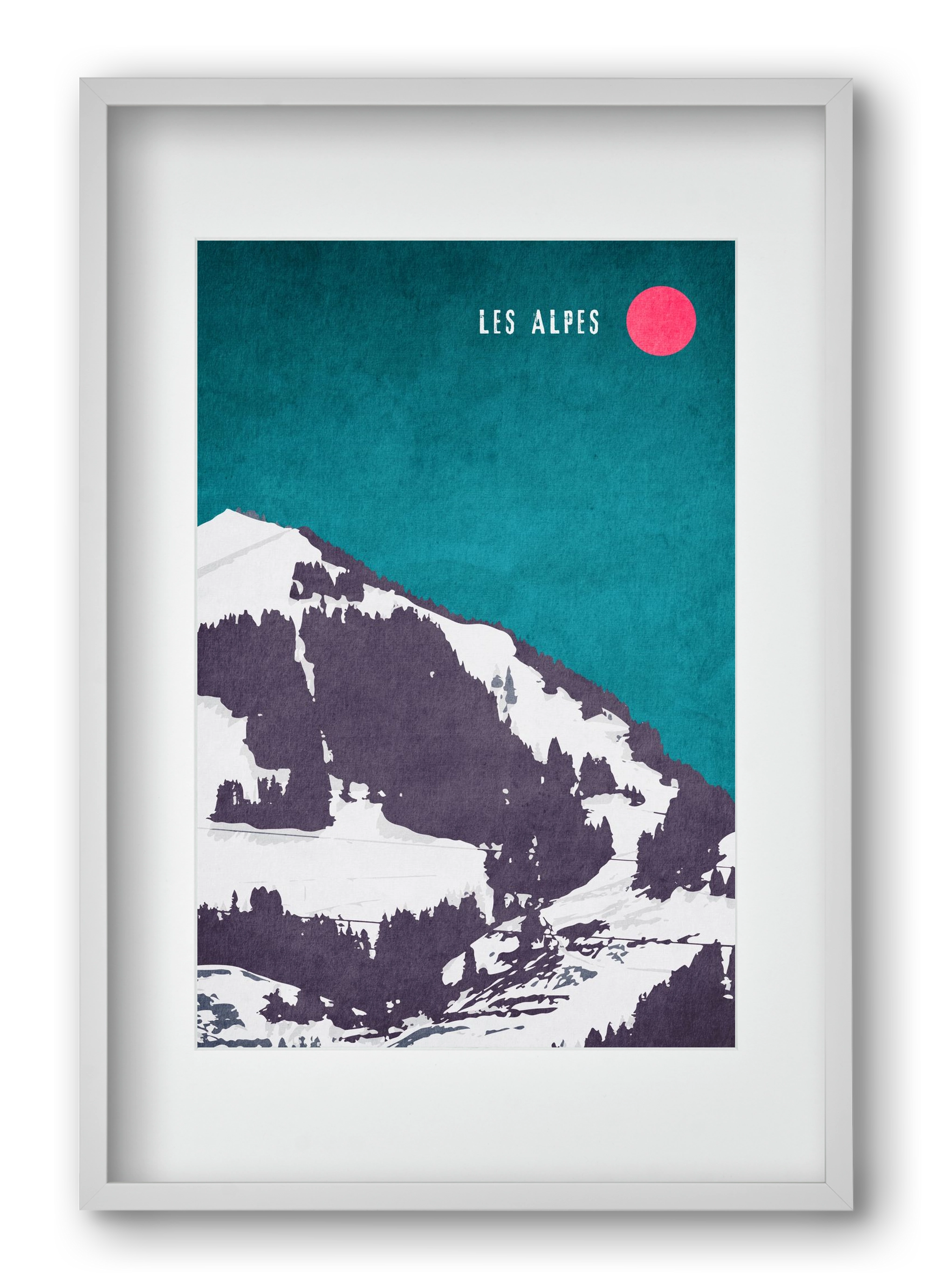 Les Alpes, 40x60 cm (30x45 cm), Fehér keret, paszpartuval