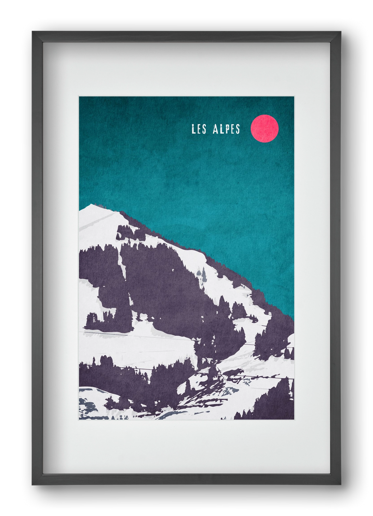 Les Alpes, 40x60 cm (30x45 cm), Fekete keret, paszpartuval