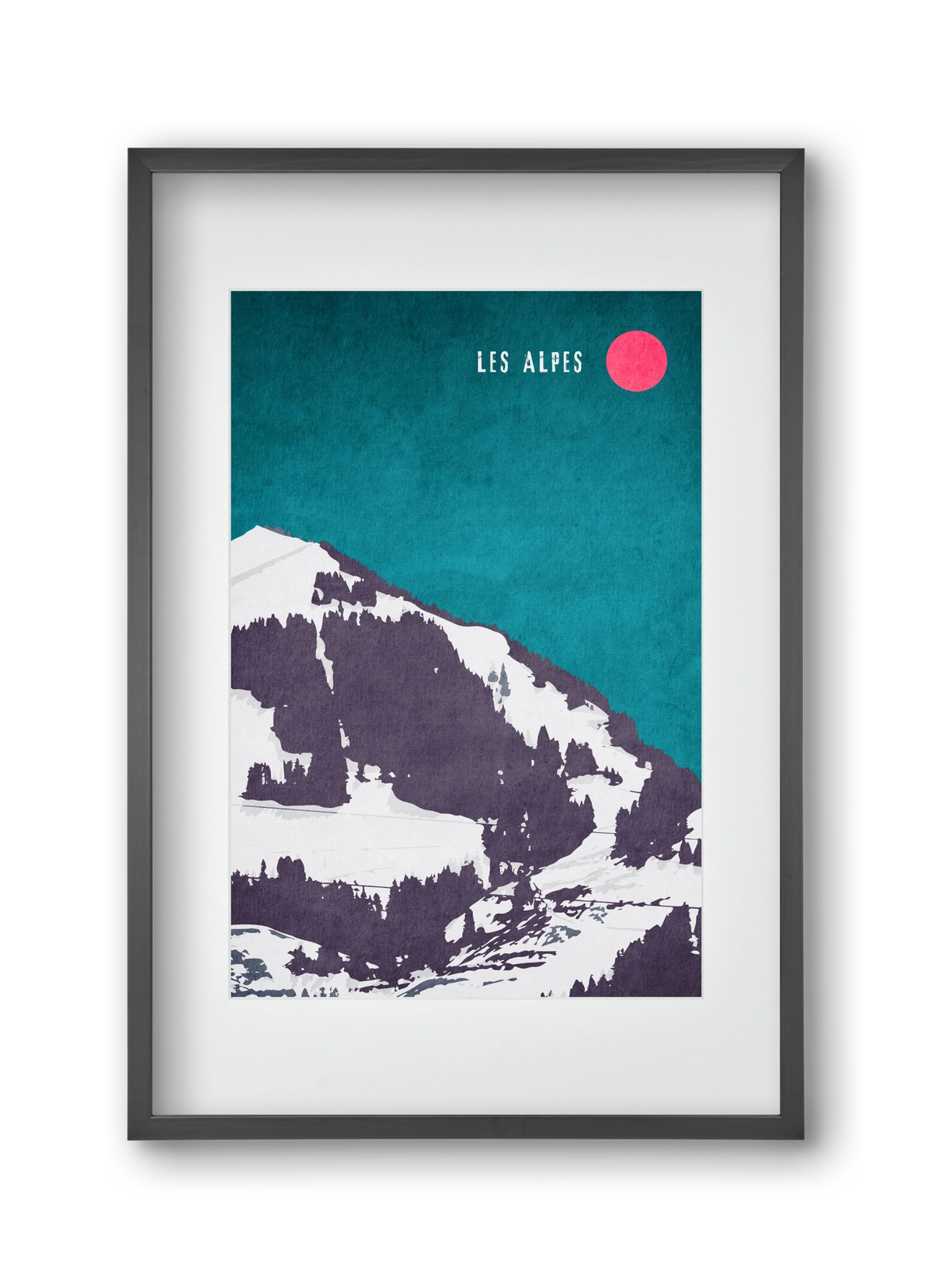 Les Alpes, 30x45 cm (20x30 cm), Fekete keret, paszpartuval