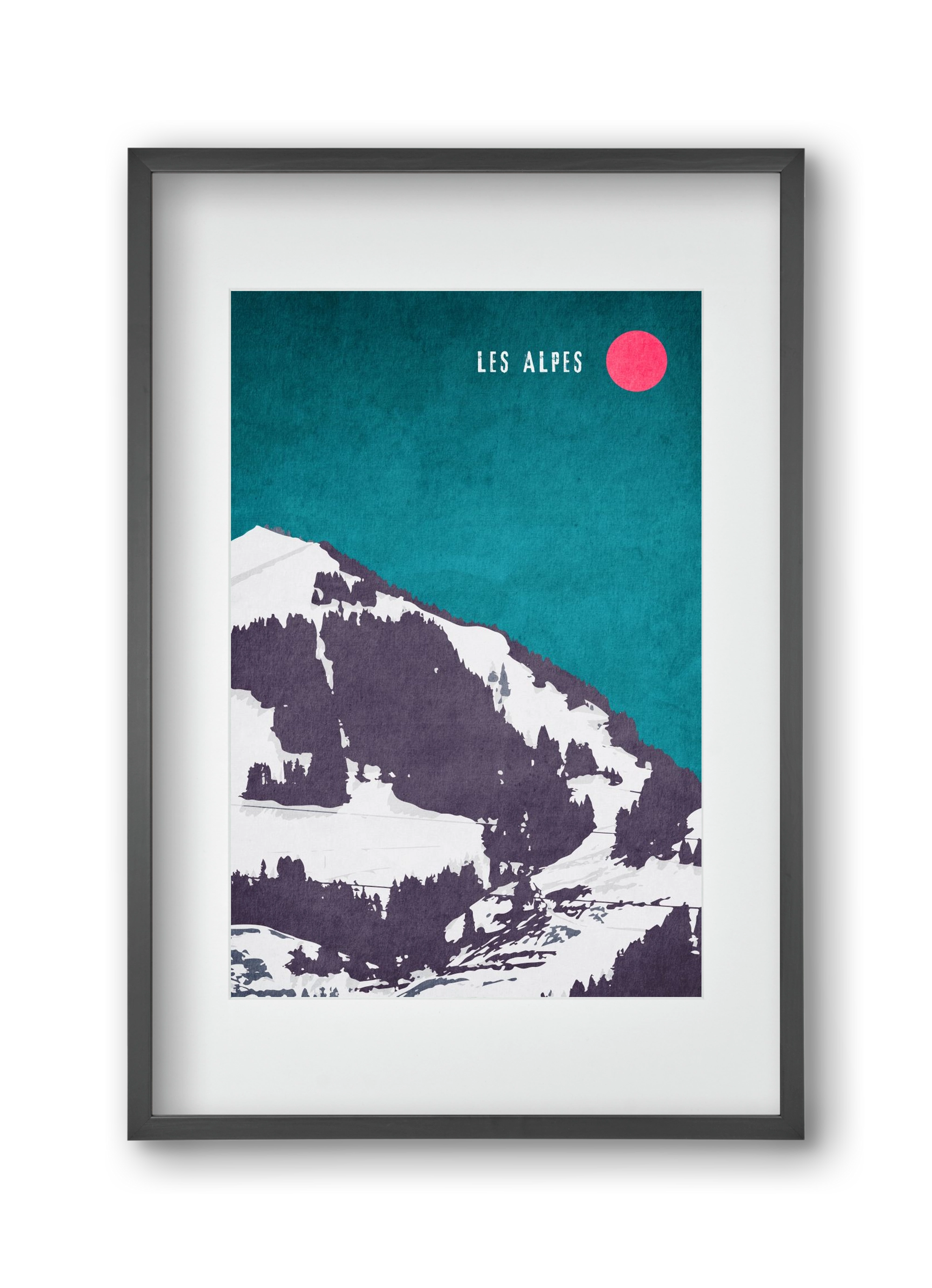 Les Alpes, 30x45 cm (20x30 cm), Fekete keret, paszpartuval