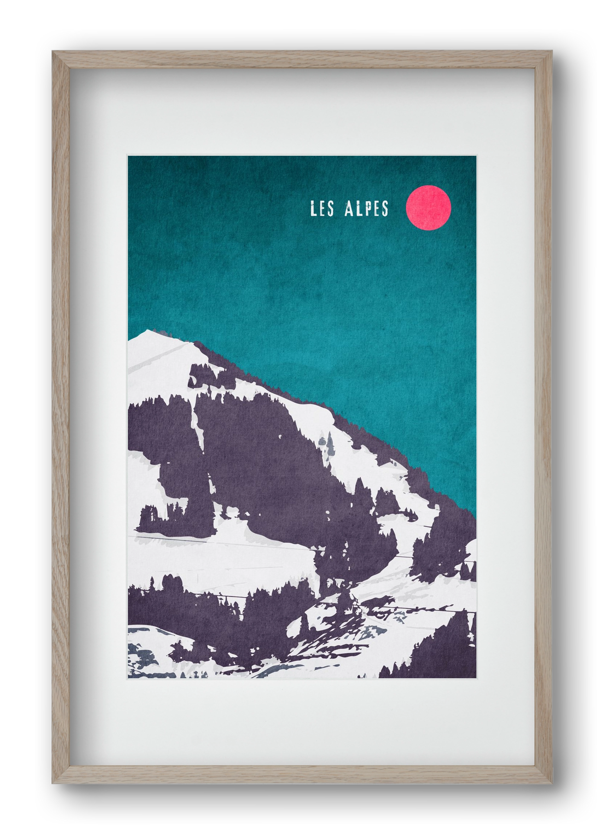 Les Alpes, 40x60 cm (30x45 cm), Tölgy keret, paszpartuval