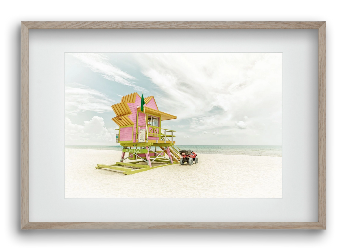 Vintage MIAMI BEACH Florida Flair , 60x40 cm (45x30 cm), Tölgy keret, paszpartuval