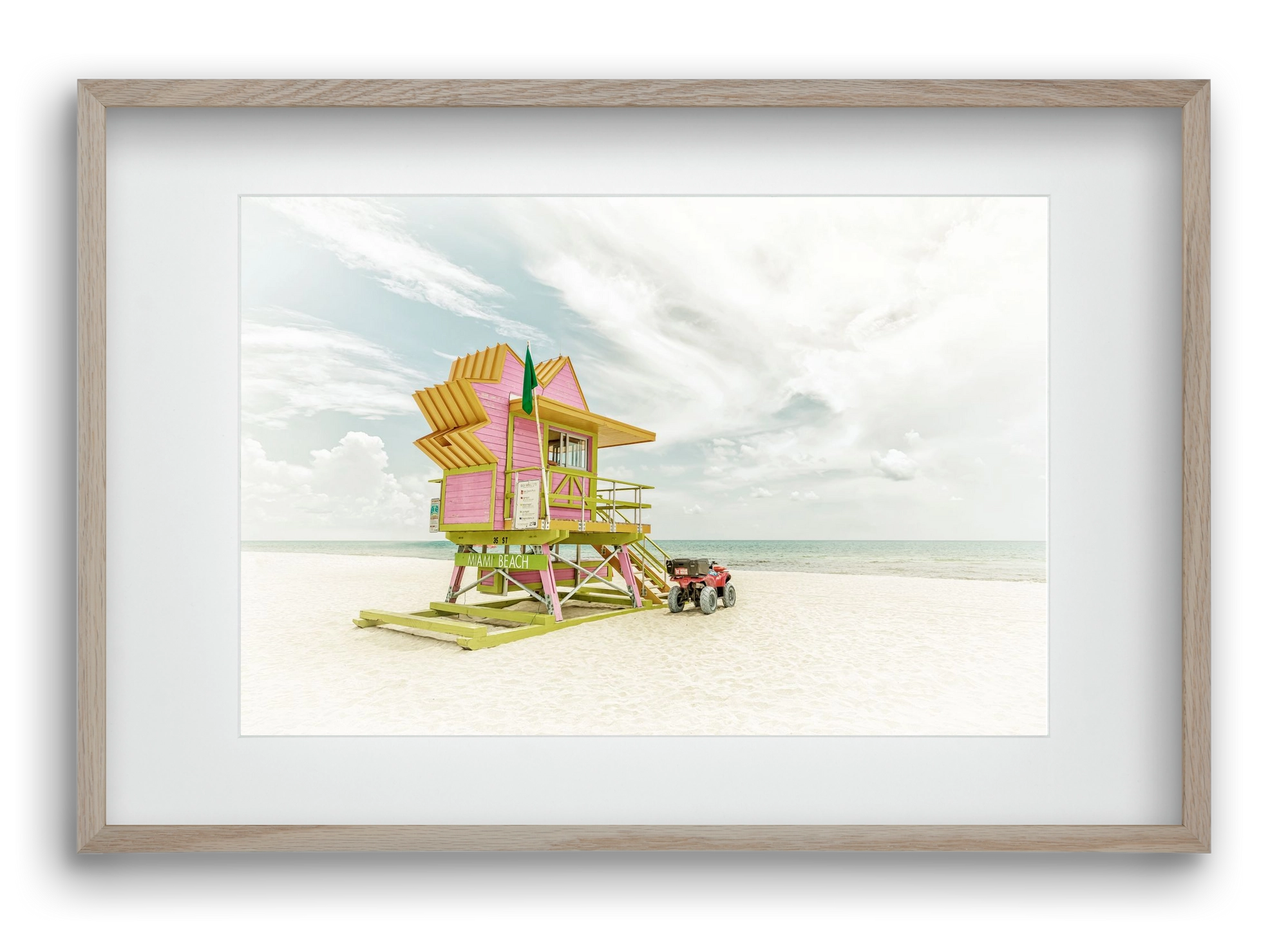 Vintage MIAMI BEACH Florida Flair , 60x40 cm (45x30 cm), Tölgy keret, paszpartuval