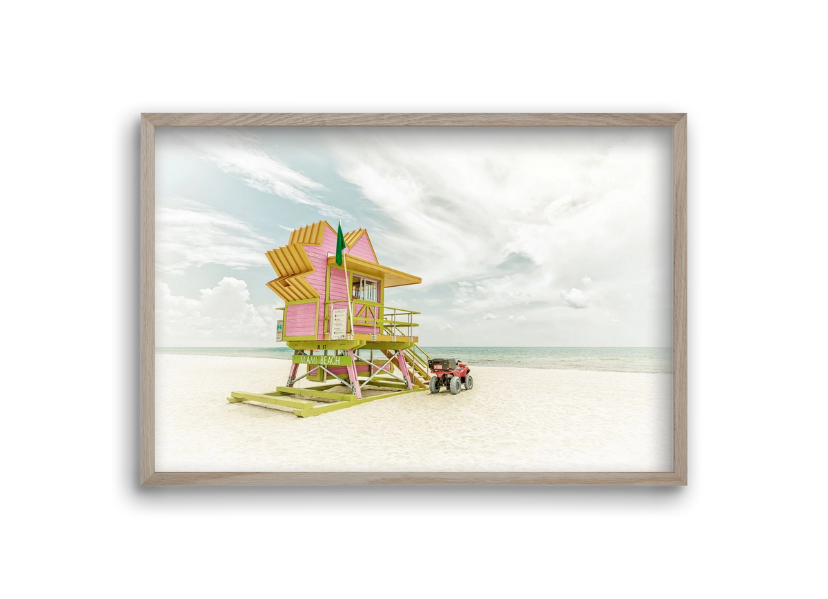 Vintage MIAMI BEACH Florida Flair , 30x20 cm (30x20 cm), Tölgy keret