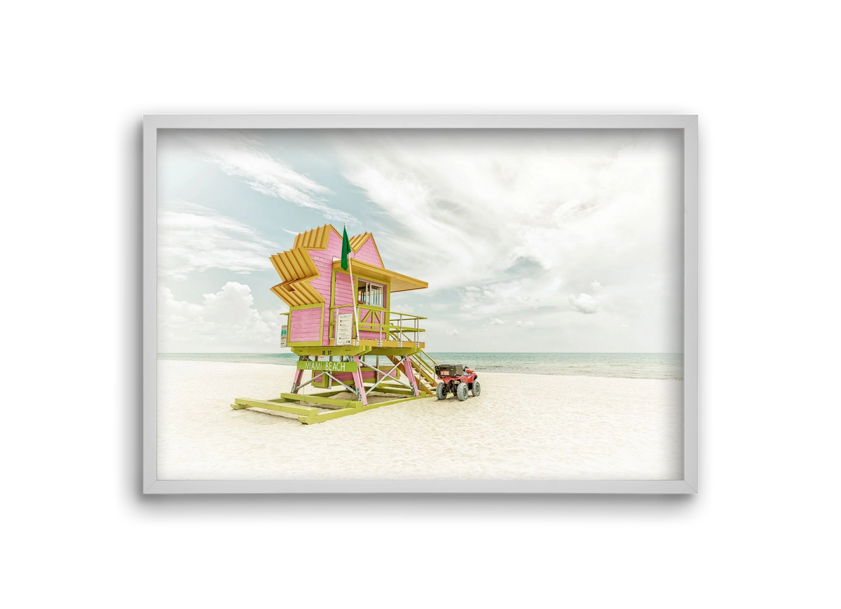 Vintage MIAMI BEACH Florida Flair , 30x20 cm (30x20 cm), Fehér keret