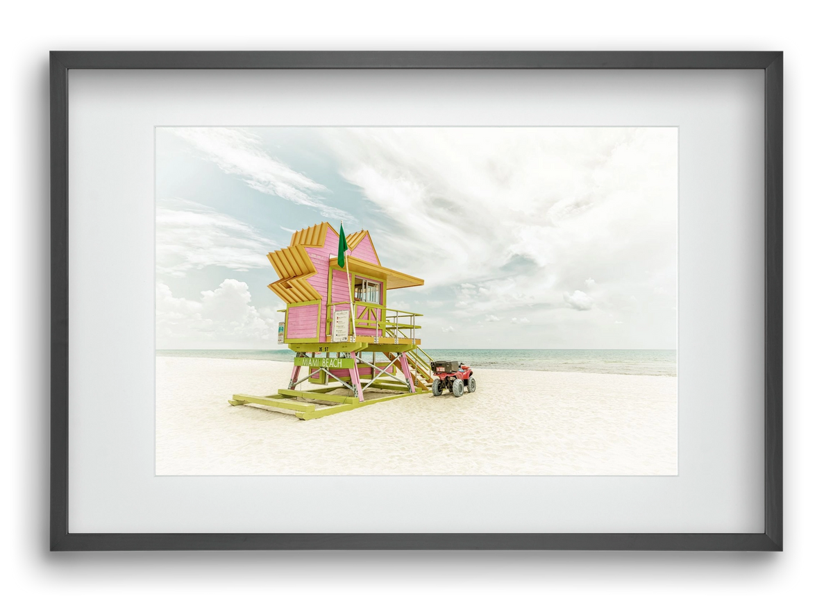 Vintage MIAMI BEACH Florida Flair , 60x40 cm (45x30 cm), Fekete keret, paszpartuval