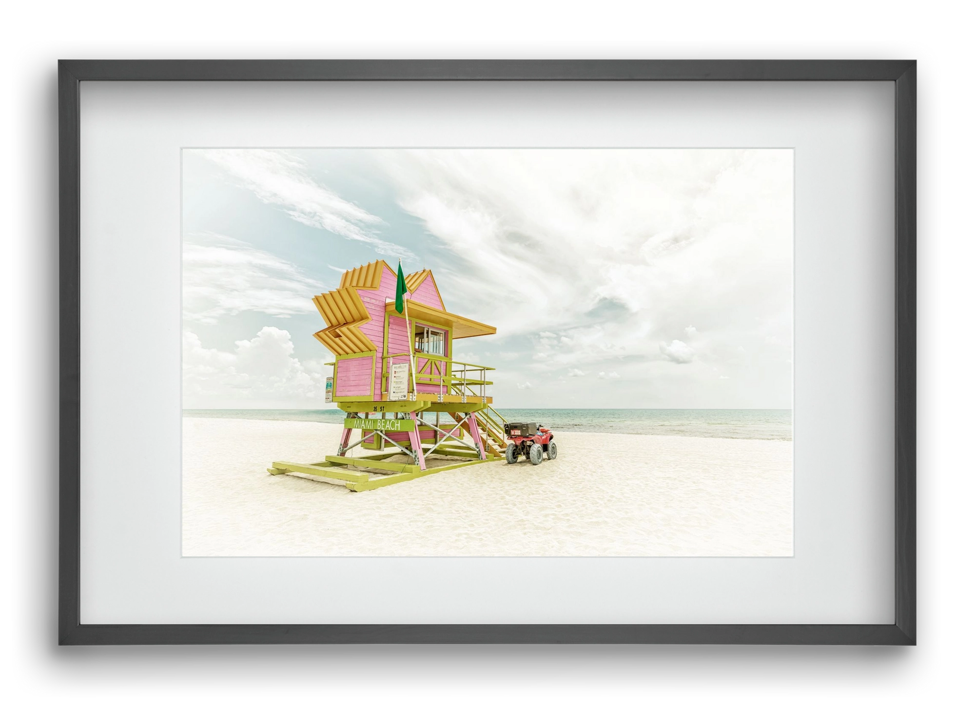 Vintage MIAMI BEACH Florida Flair , 60x40 cm (45x30 cm), Fekete keret, paszpartuval