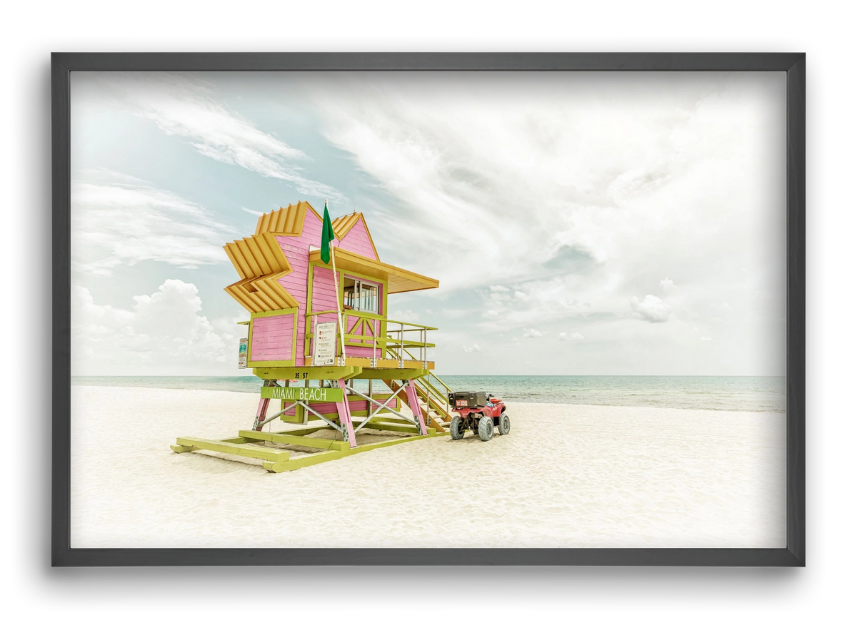 Vintage MIAMI BEACH Florida Flair , 60x40 cm (60x40 cm), Fekete keret