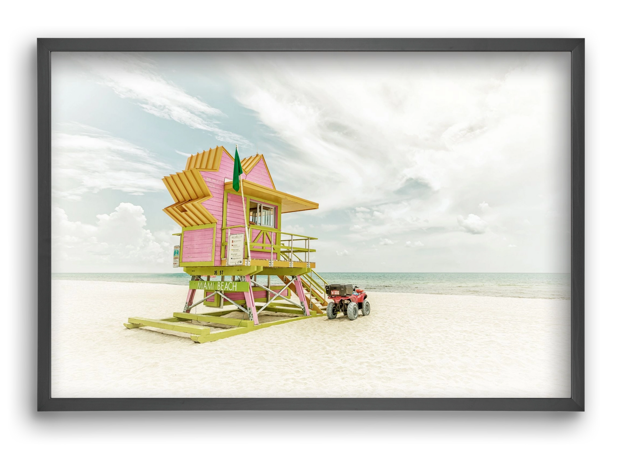 Vintage MIAMI BEACH Florida Flair , 60x40 cm (60x40 cm), Fekete keret