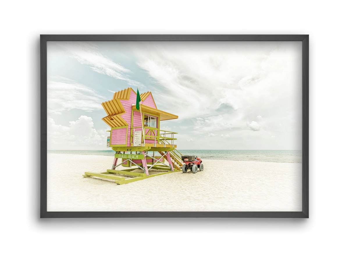 Vintage MIAMI BEACH Florida Flair , 45x30 cm (45x30 cm), Fekete keret