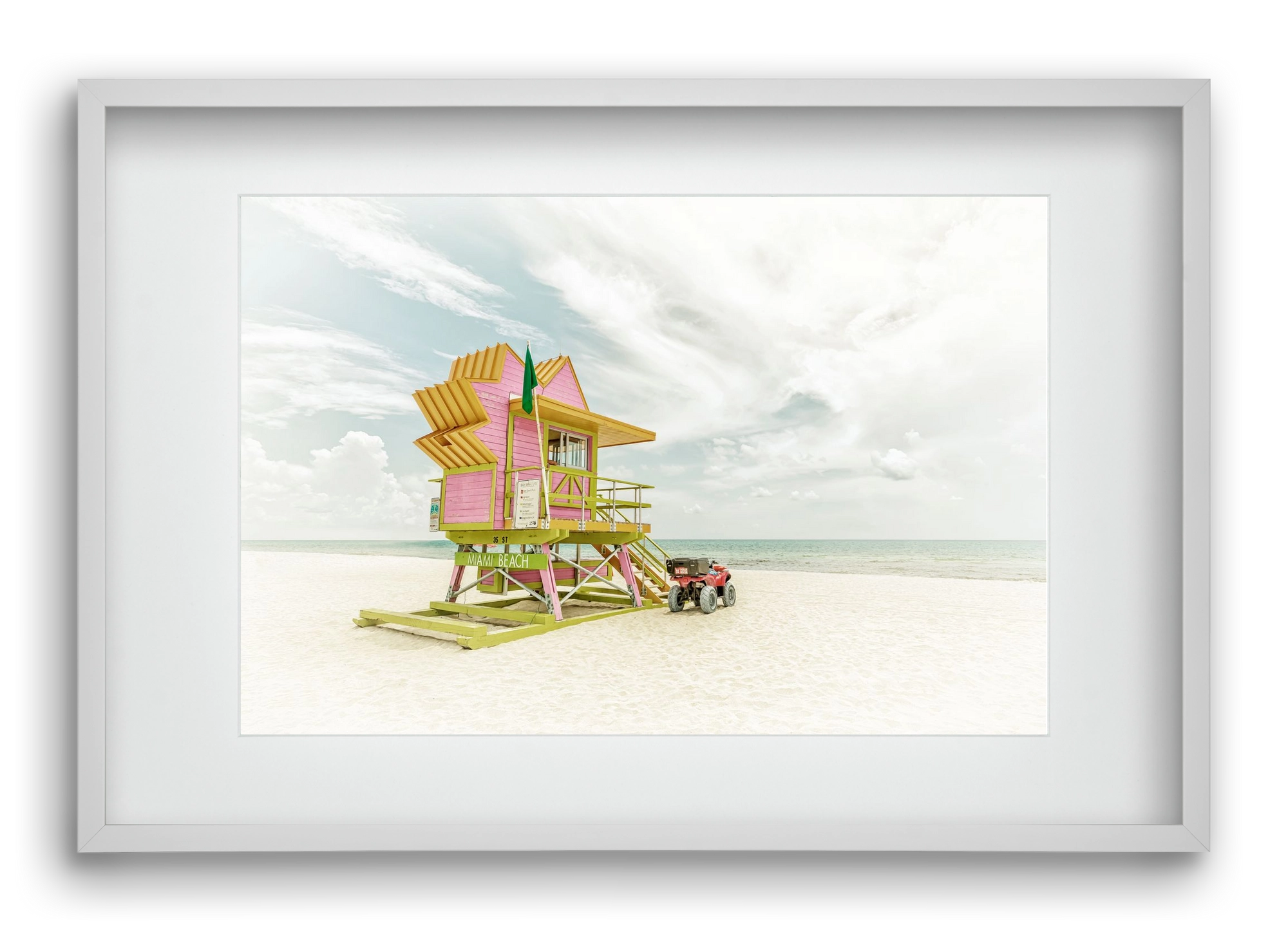 Vintage MIAMI BEACH Florida Flair , 60x40 cm (45x30 cm), Fehér keret, paszpartuval