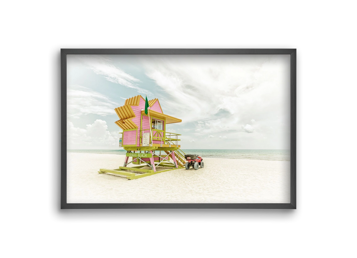 Vintage MIAMI BEACH Florida Flair , 30x20 cm (30x20 cm), Fekete keret