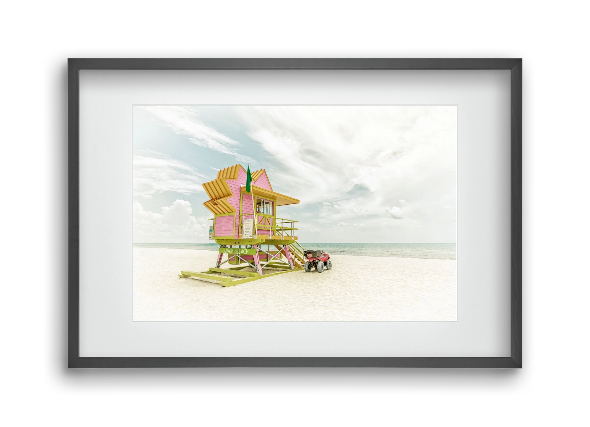 Vintage MIAMI BEACH Florida Flair , 45x30 cm (30x20 cm), Fekete keret, paszpartuval