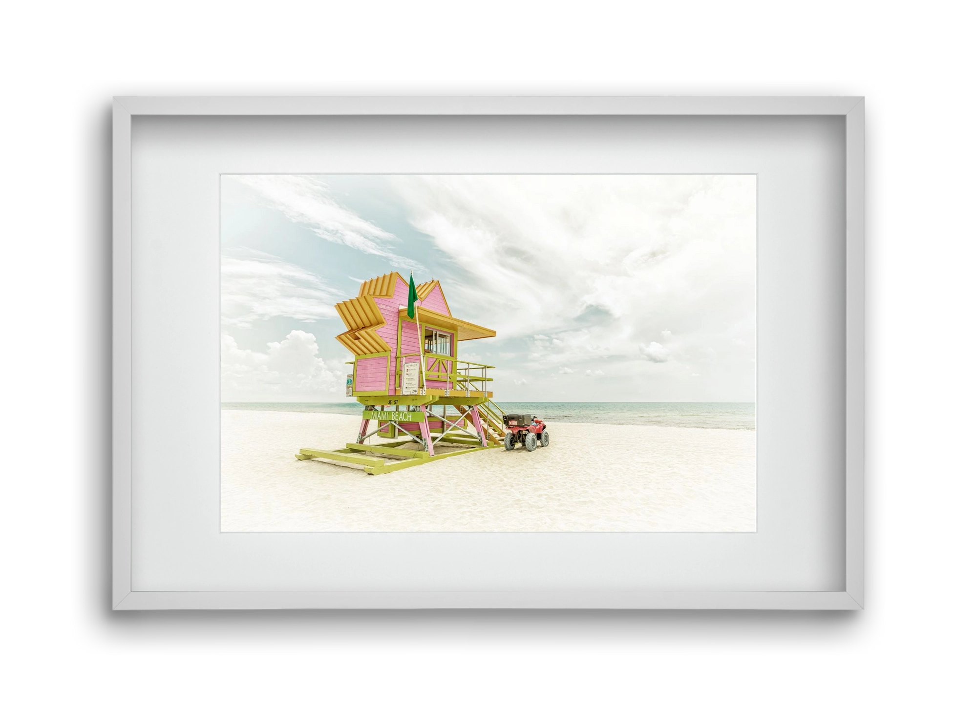 Vintage MIAMI BEACH Florida Flair , 45x30 cm (30x20 cm), Fehér keret, paszpartuval