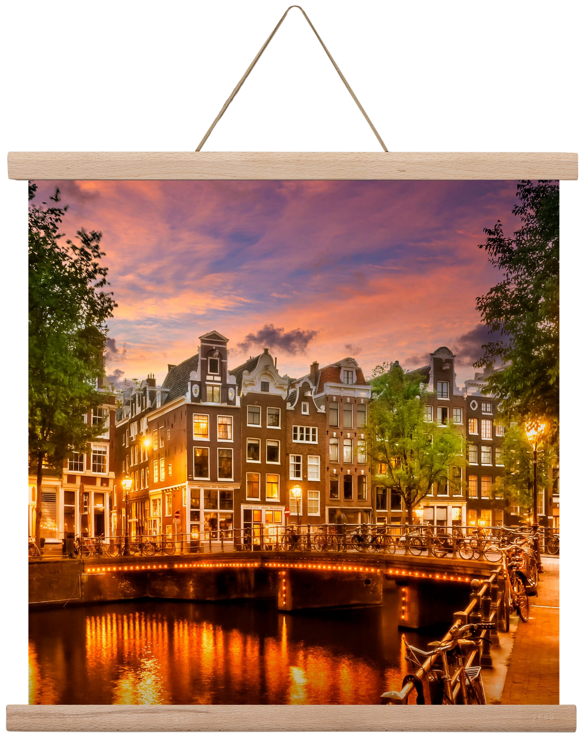 AMSTERDAM Idyllic impression from Singel , 40x40 cm (40x40 cm), Tölgy akasztó