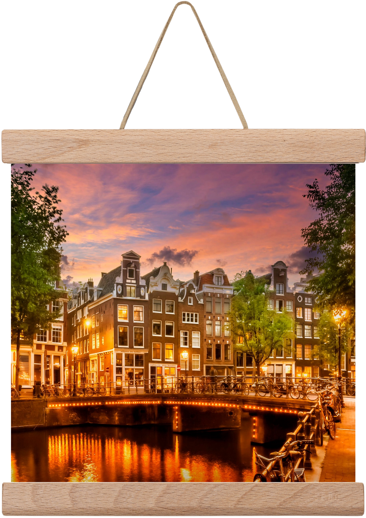 AMSTERDAM Idyllic impression from Singel , 20x20 cm (20x20 cm), Tölgy akasztó