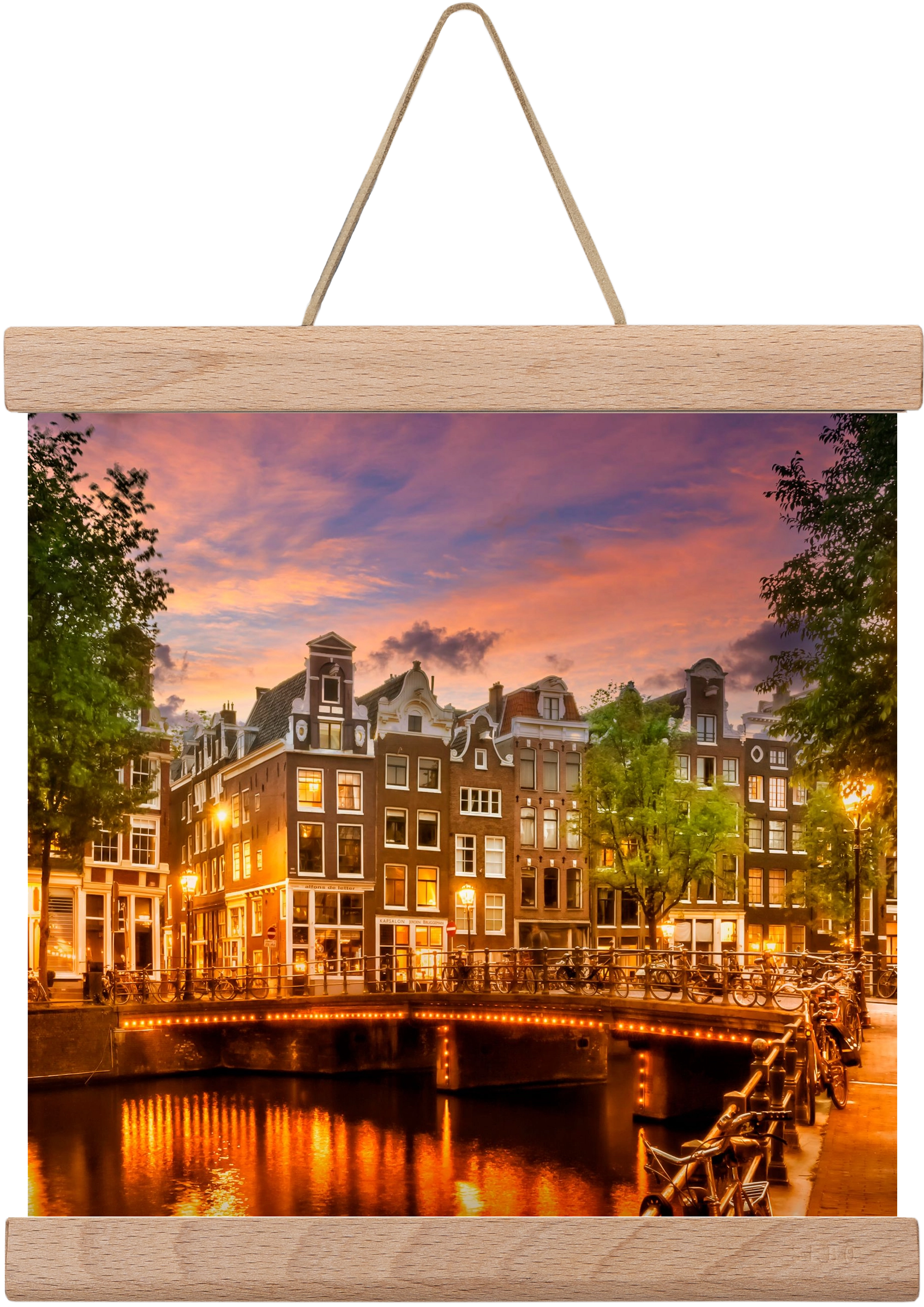 AMSTERDAM Idyllic impression from Singel , 20x20 cm (20x20 cm), Tölgy akasztó