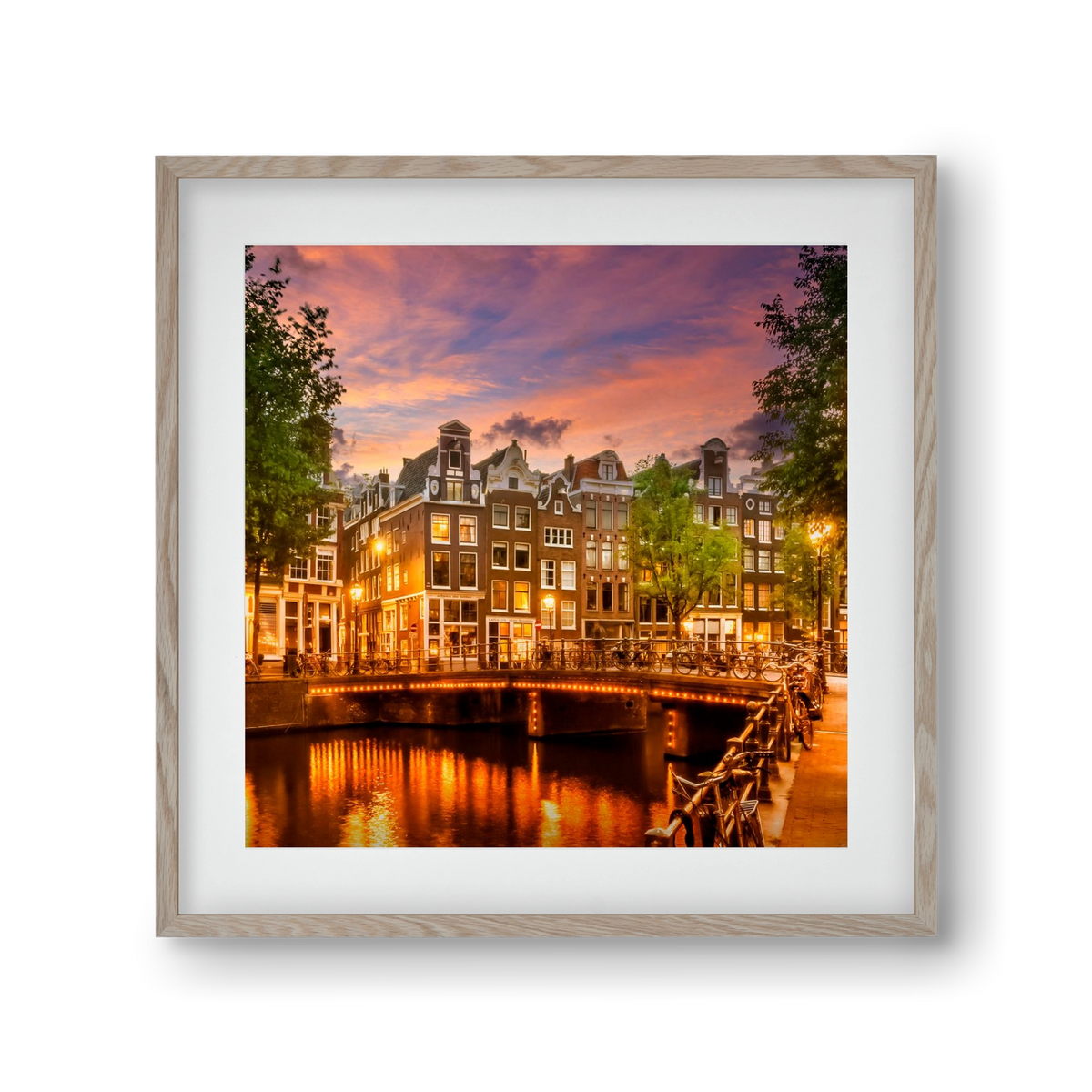 AMSTERDAM Idyllic impression from Singel , 30x30 cm (20x20 cm), Tölgy keret, paszpartuval