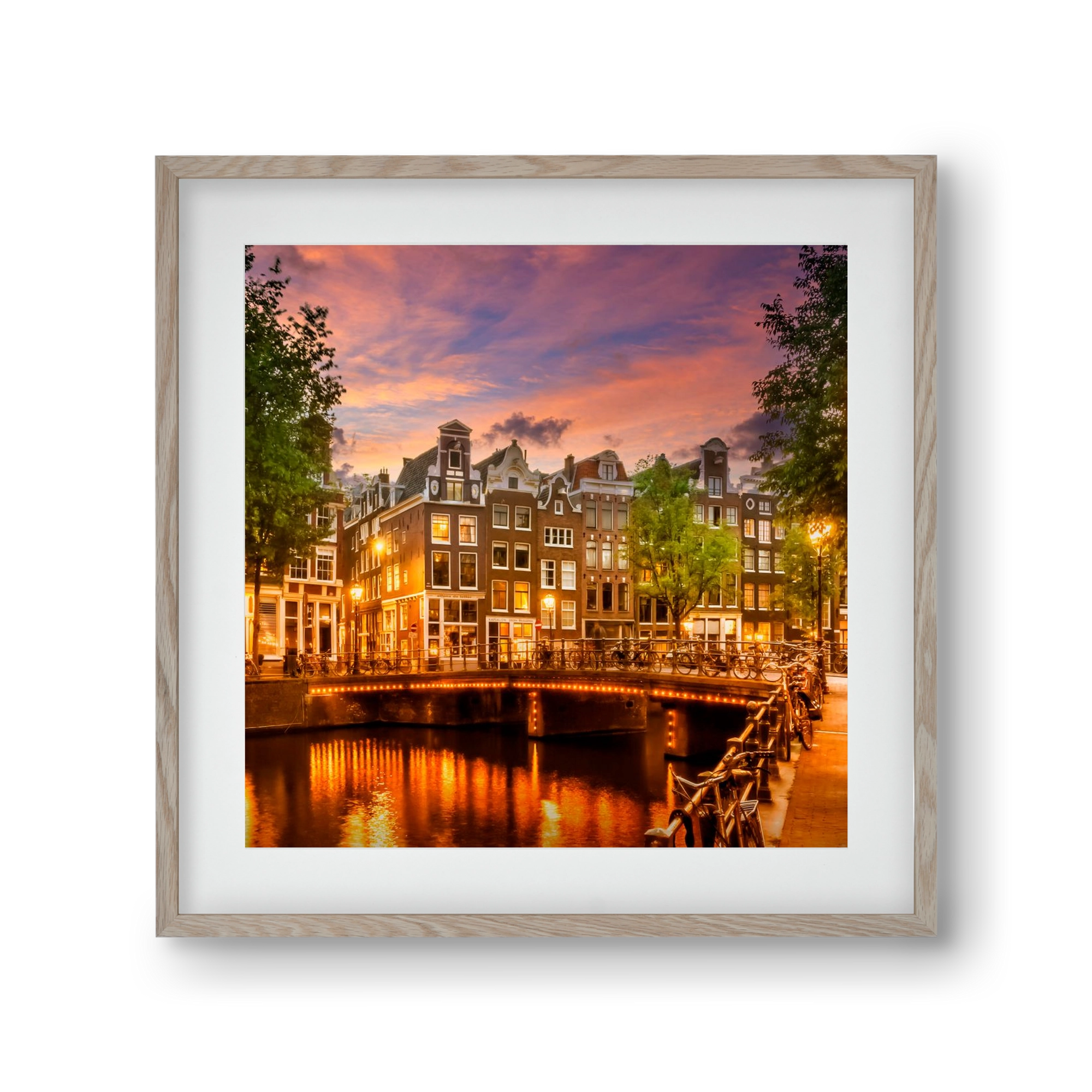 AMSTERDAM Idyllic impression from Singel , 30x30 cm (20x20 cm), Tölgy keret, paszpartuval