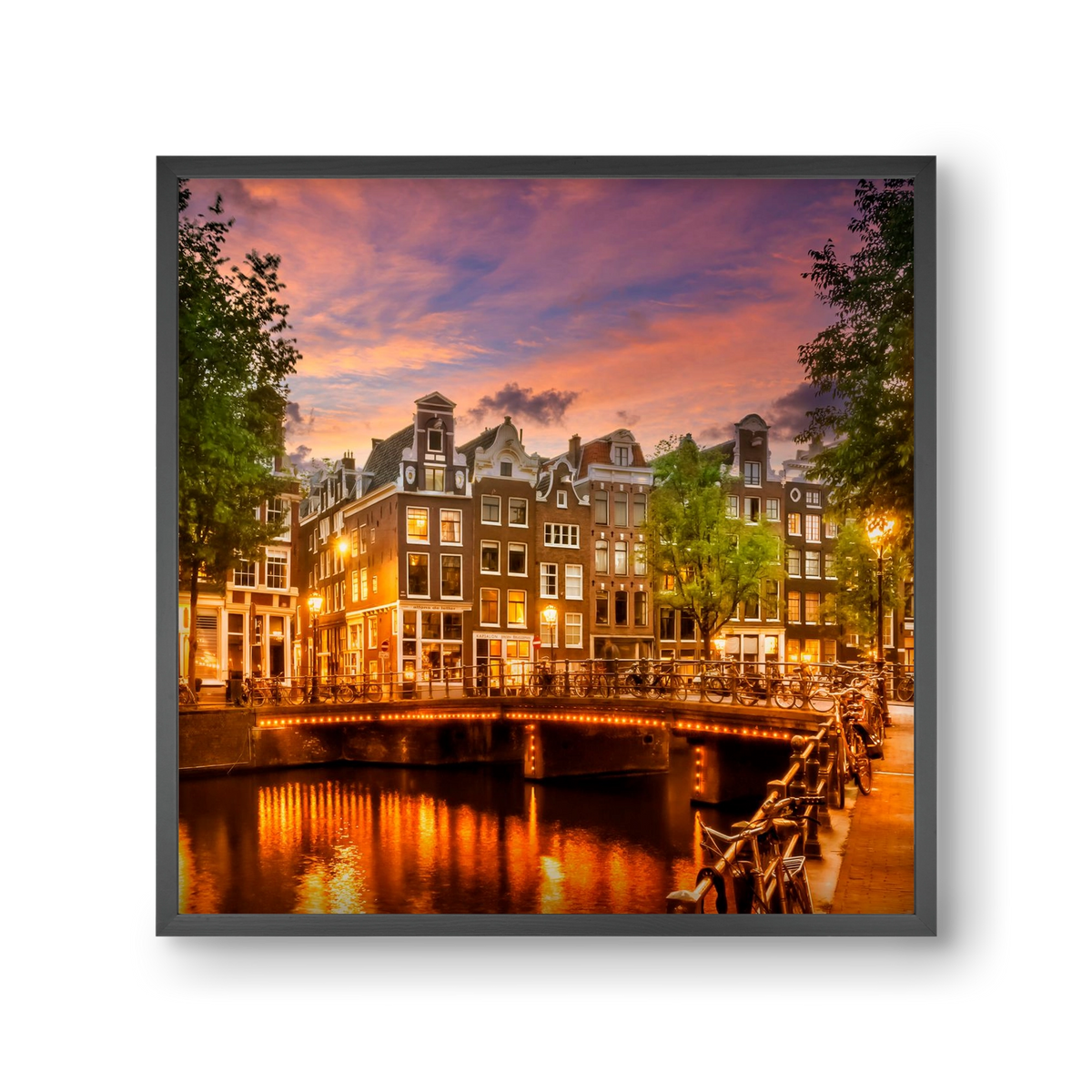 AMSTERDAM Idyllic impression from Singel , 30x30 cm (30x30 cm), Fekete keret