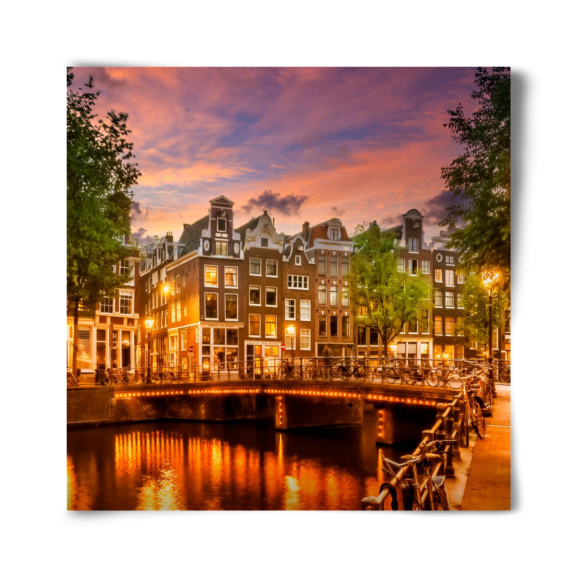 AMSTERDAM Idyllic impression from Singel , 40x40 cm, Keret nélkül