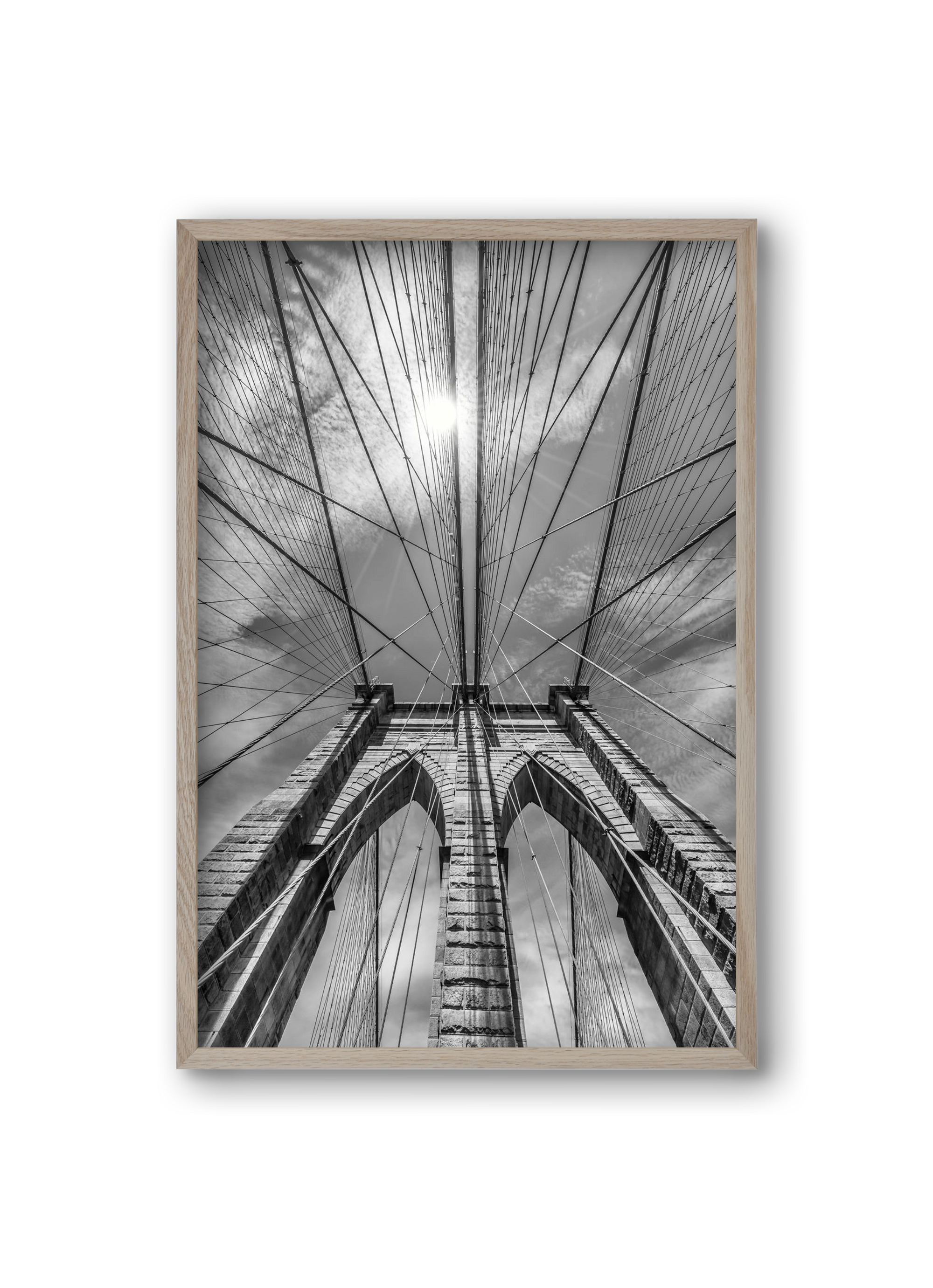 NEW YORK CITY Brooklyn Bridge in Detail , 20x30 cm (20x30 cm), Tölgy keret