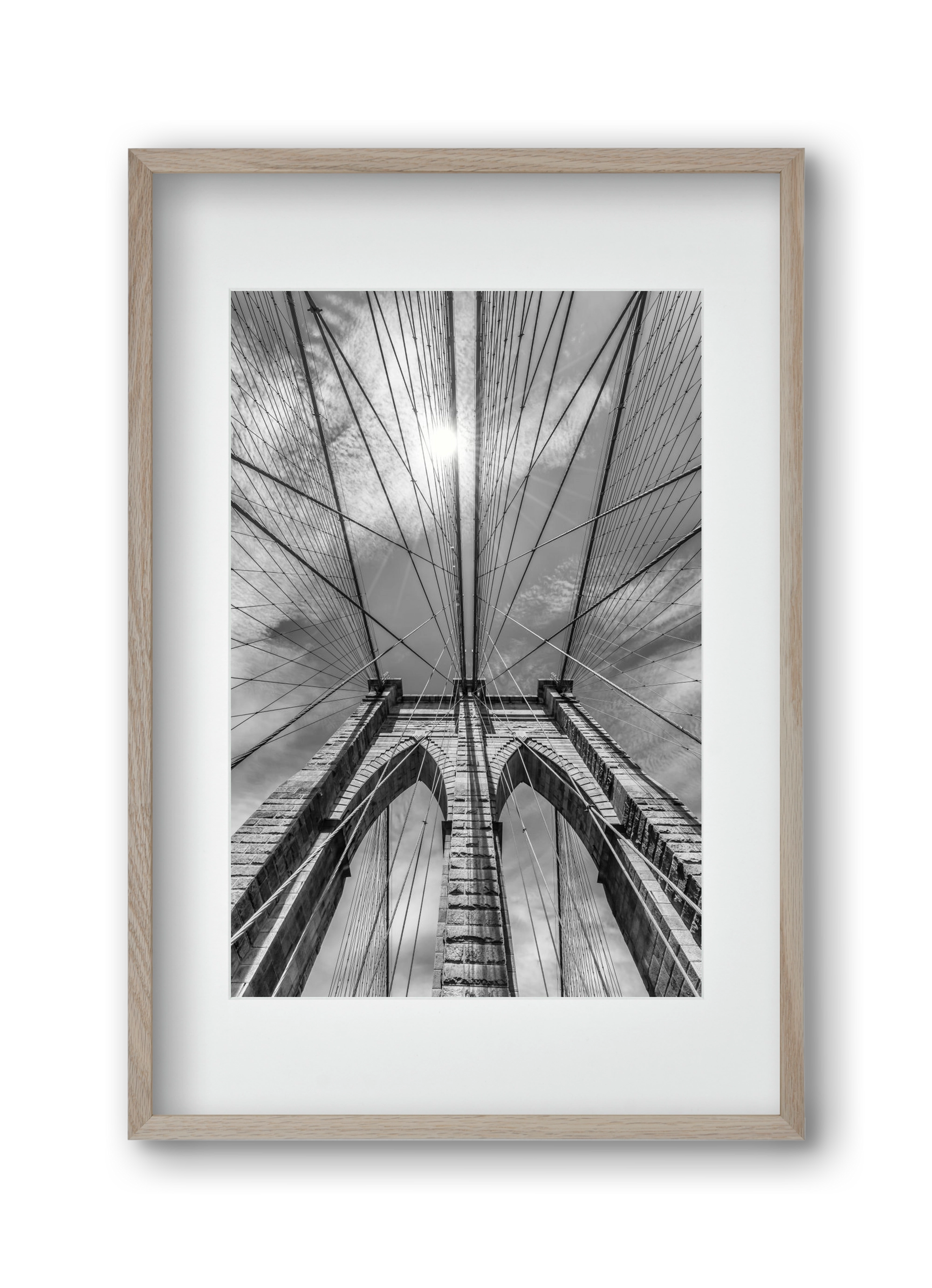 NEW YORK CITY Brooklyn Bridge in Detail , 30x45 cm (20x30 cm), Tölgy keret, paszpartuval