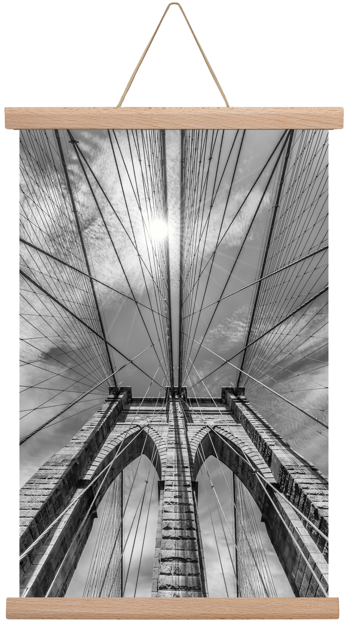 NEW YORK CITY Brooklyn Bridge in Detail , 30x45 cm (30x45 cm), Tölgy akasztó