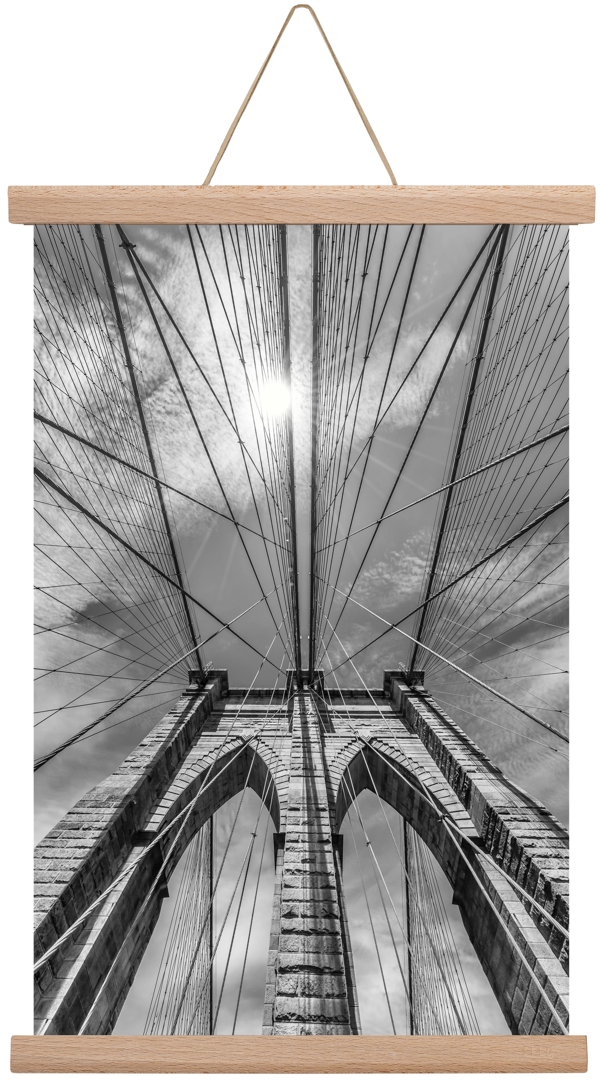 NEW YORK CITY Brooklyn Bridge in Detail , 30x45 cm (30x45 cm), Tölgy akasztó